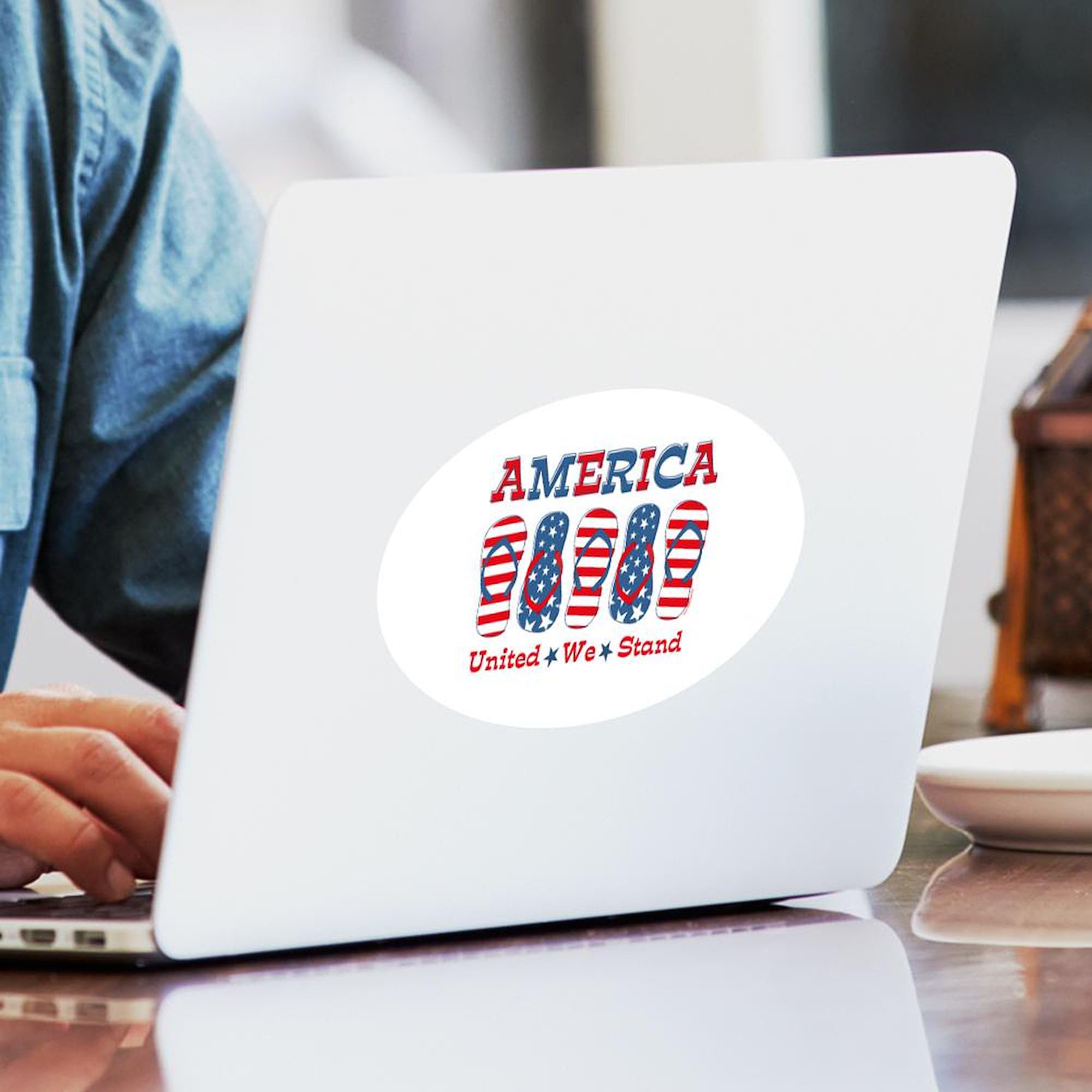 Patriotic Flip Flop Oval Car Bumper Sticker - USA Flag Design - Perfect for Cars, Trucks, Laptops & Water Bottles - Show Your American Pride Anywhere!