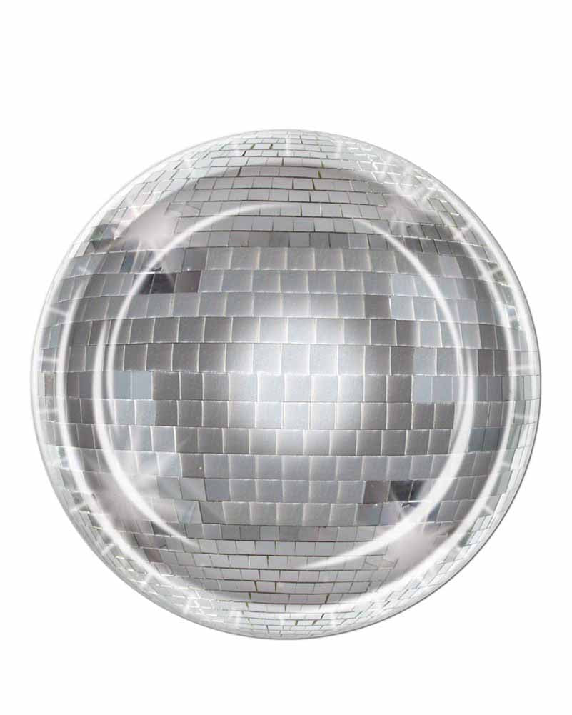 70s Disco Ball 23cm Party Plates - Pack of 8 Vintage Disco Theme Dinnerware for 70s Themed Parties, Disco Nights & Retro Celebrations