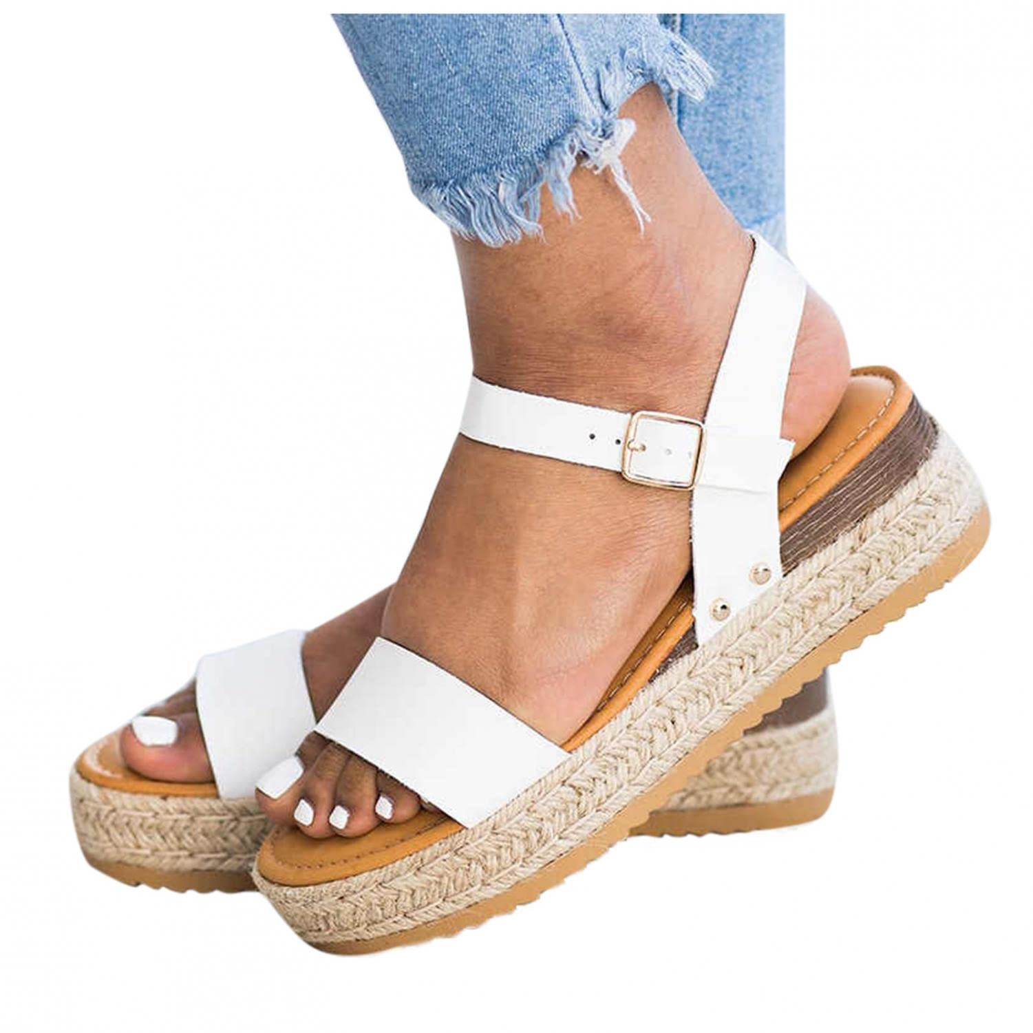 UMIYI Women's Casual Summer Sandals - Hollow Out Ankle Strap Covered Toe Wedge Sandals for Women & Girls | Perfect for Beach, Vacation & Everyday Wear