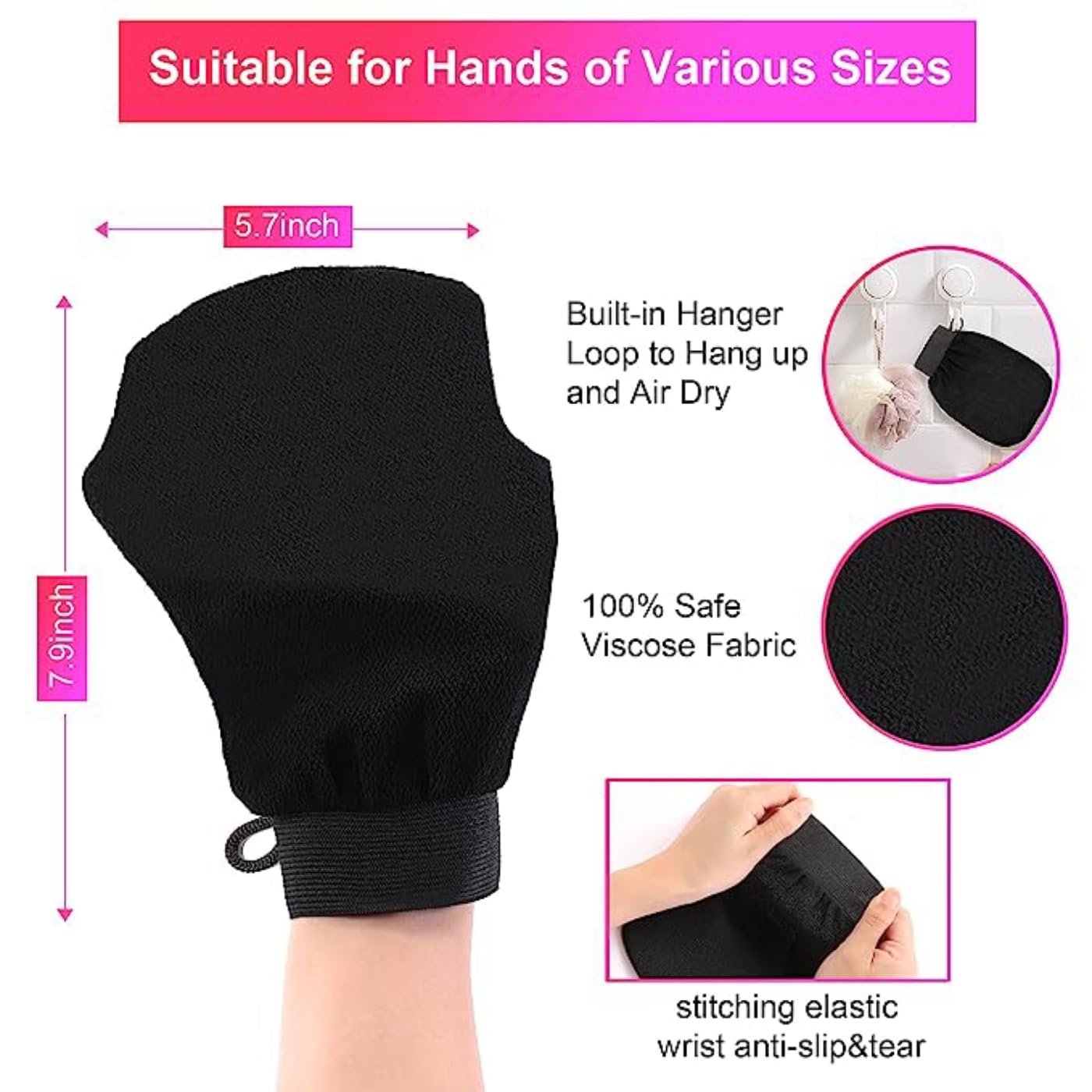 Exfoliating Glove for Body & Face - Pure Viscose Fiber Body Scrubber for Dead Skin & Tan Removal | Spa, Shower & At-Home Skincare Treatment by Jelly Enterprise