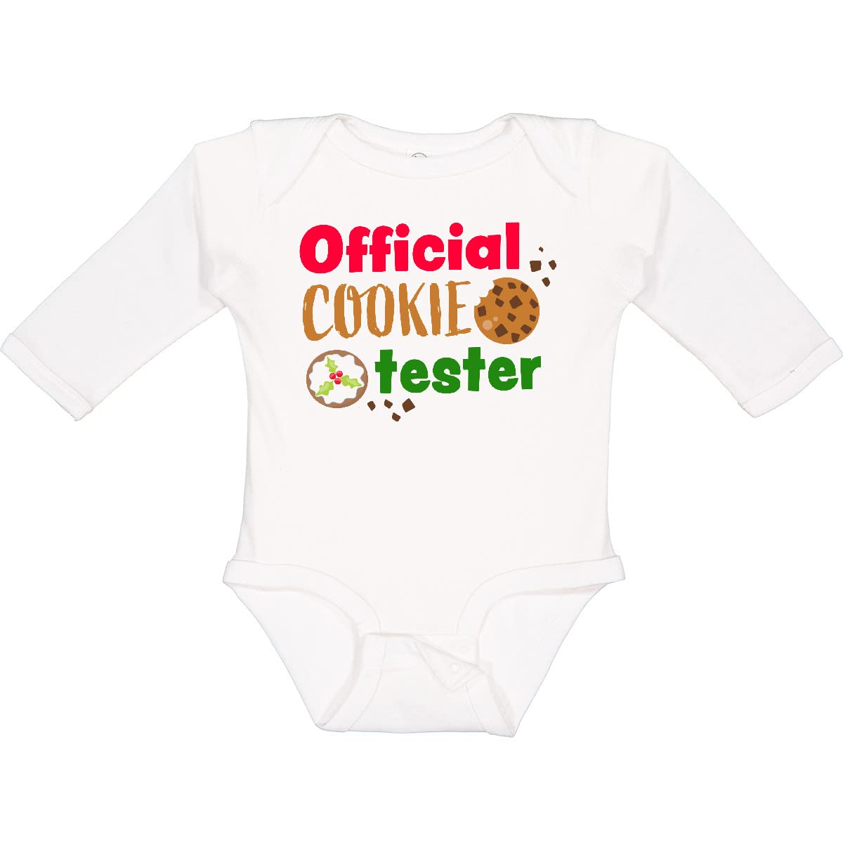 Inktastic Official Cookie Tester Christmas Cookies Long Sleeve Baby Bodysuit - Funny Holiday Outfit for Infants, Christmas Party & Family Photos