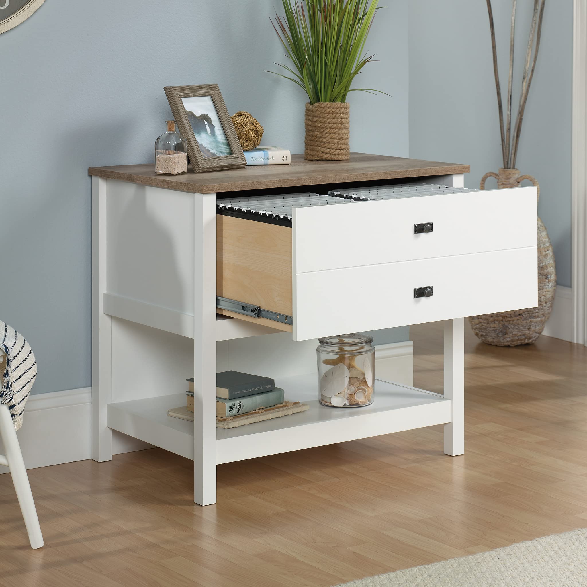 Sauder Cottage Road 1-Drawer Lateral File Cabinet - Soft White Finish - Home Office Storage Solution for Documents & Supplies