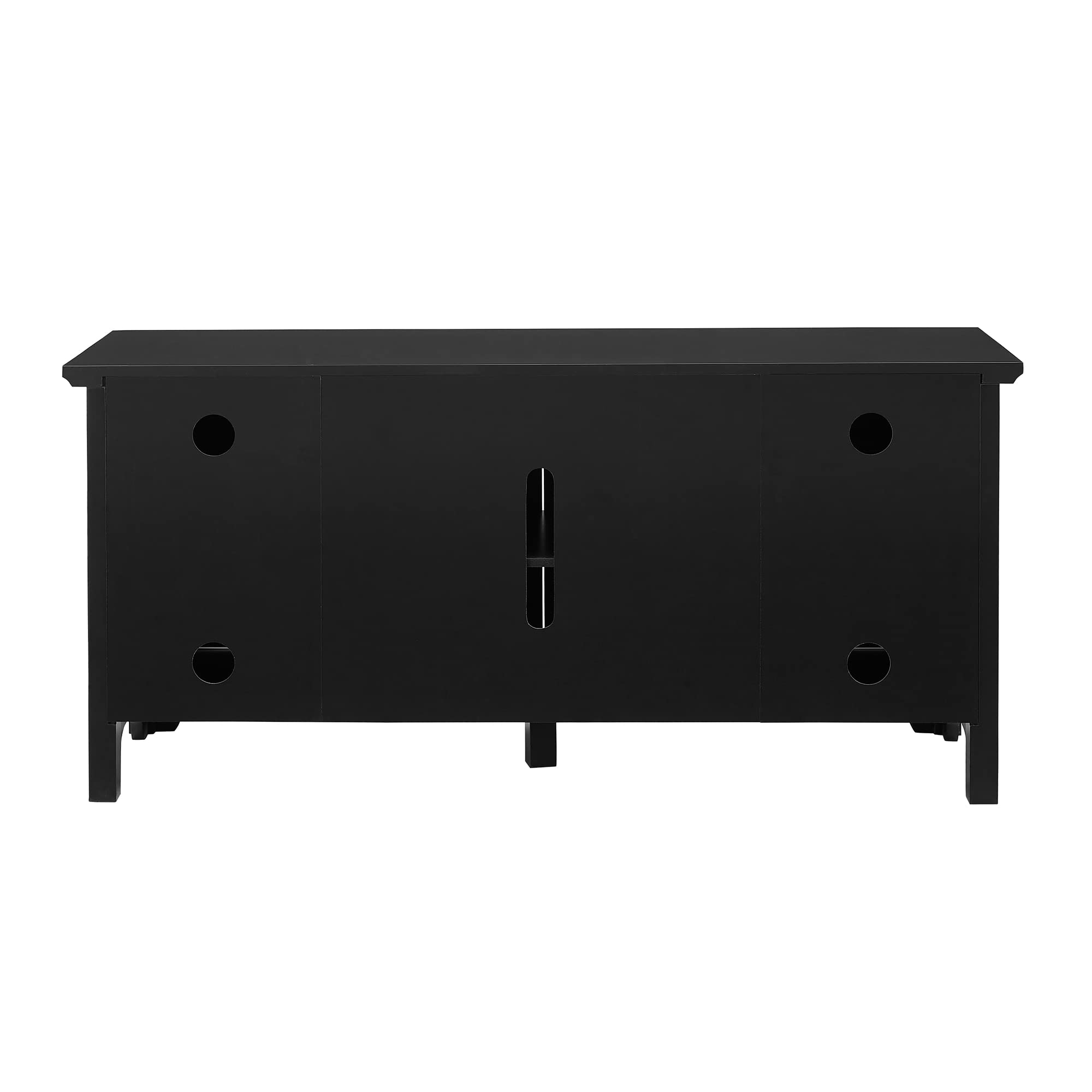 Walker Edison 52 Inch Black Universal TV Stand with Storage Cabinets for TVs up to 58