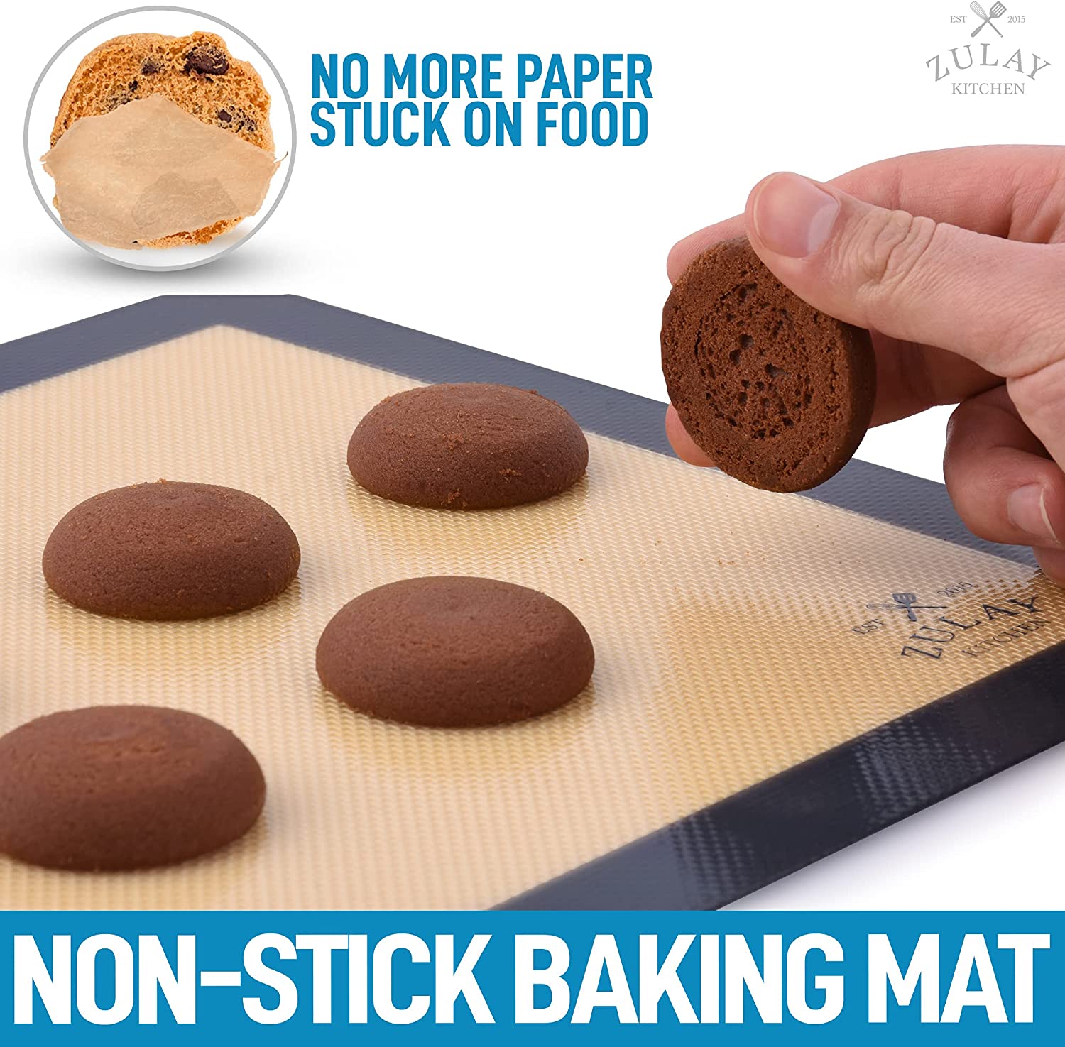 (2 Pack) Non-Stick Silicone Baking Mats - Reusable, BPA-Free for Cookies, Pastry, Bread - Perfect for Baking, Roasting & Air Frying