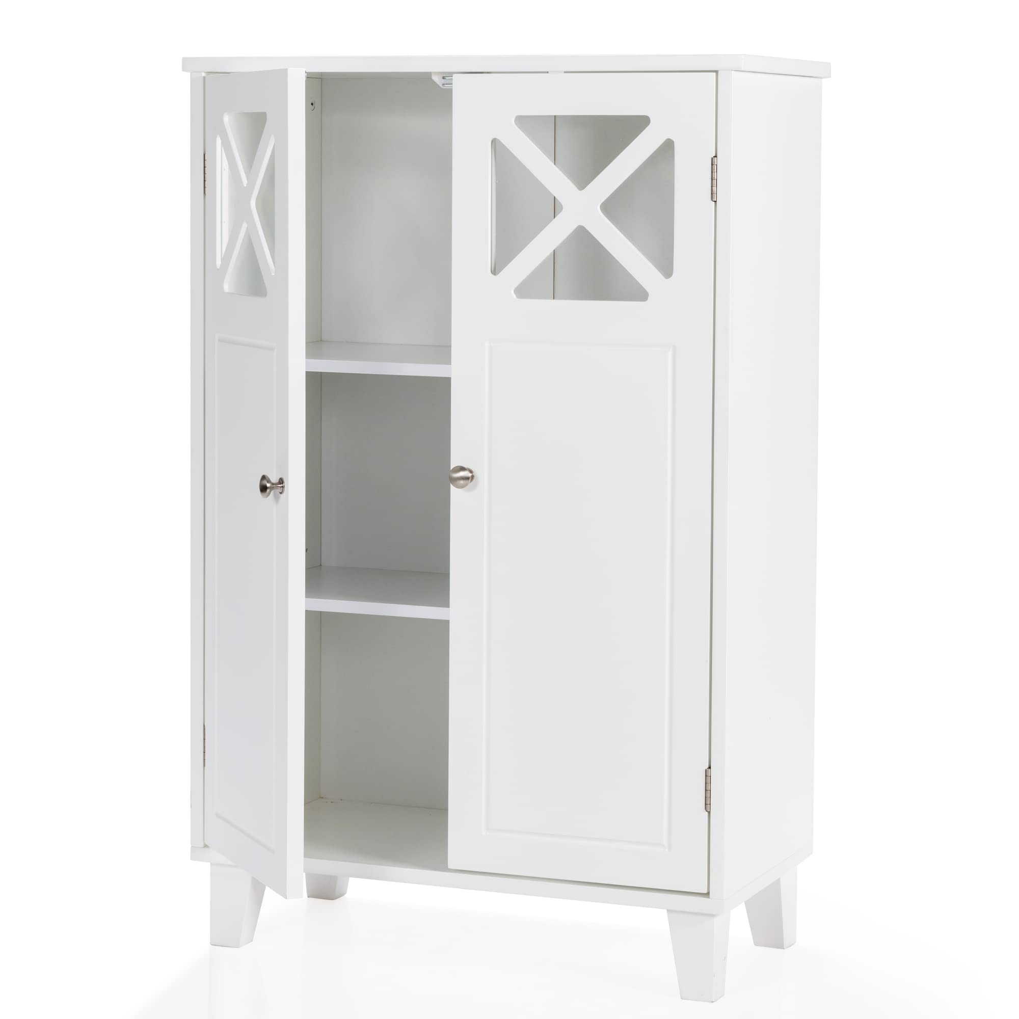 LOKO White Freestanding Bathroom Floor Cabinet with Adjustable Shelf - 23.5 x 12 x 36.5 Inches Multifunctional Storage Cabinet for Bathroom, Living Room, Kitchen - Perfect for Organizing Towels, Toiletries, and Household Items