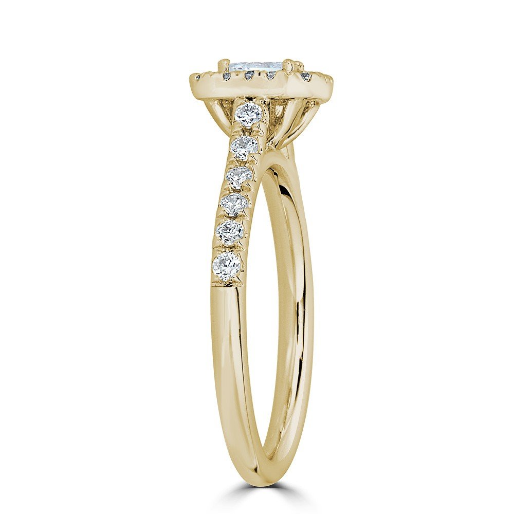 14KT Gold 1/2 CTW Diamond Emerald Halo Ring for Women - Elegant Engagement & Wedding Jewelry Gift - Perfect for Anniversaries, Proposals & Special Occasions