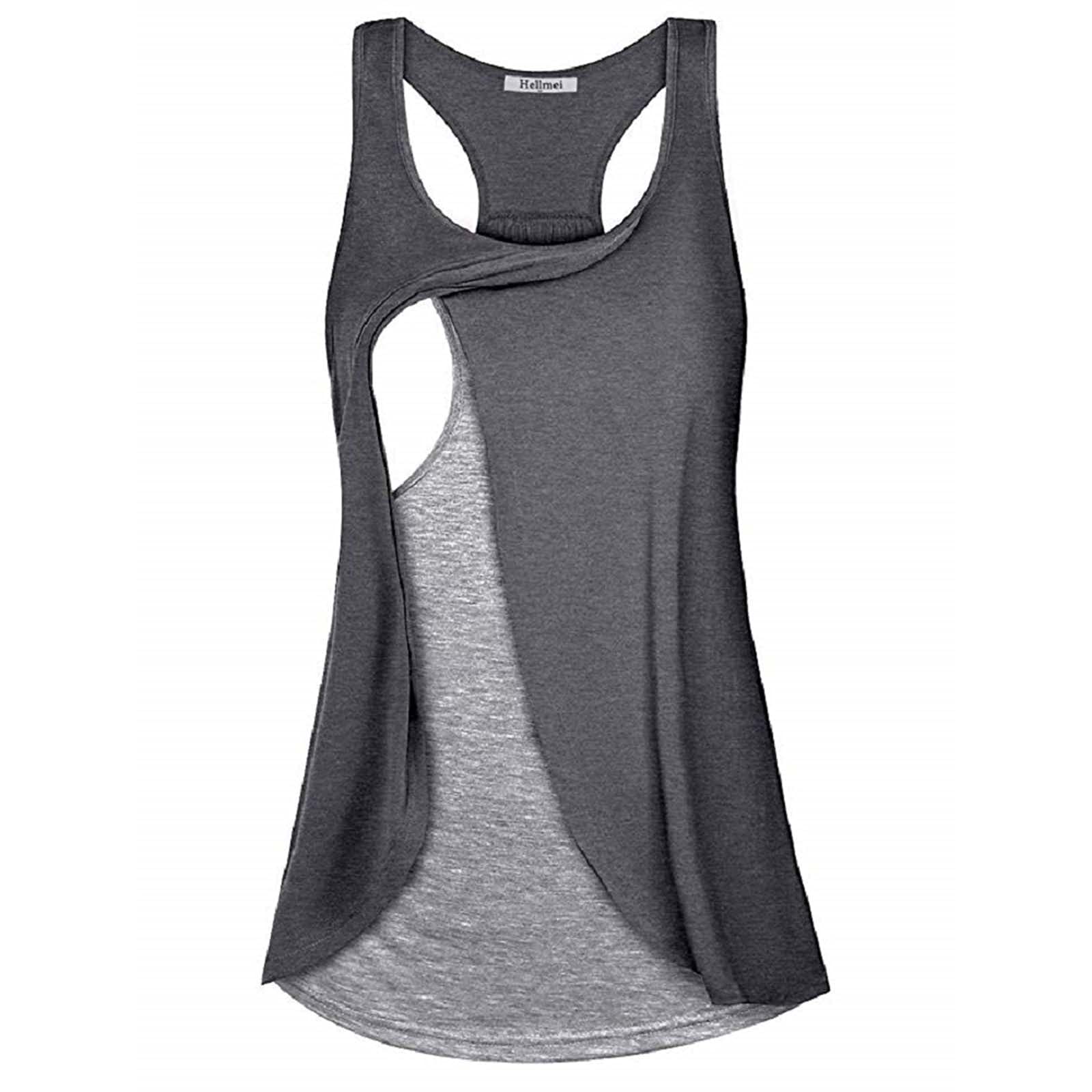 Women's Sleeveless Asymmetrical Nursing Tank Tops - Comfortable Breastfeeding Shirts for Moms - Perfect for Nursing, Pumping & Everyday Wear