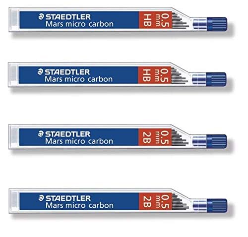 Staedtler Mars Micro Carbon 0.5mm Mechanical Pencil Lead Refills - 48 Pack (2B & HB) for Drafting, Sketching & Technical Drawing