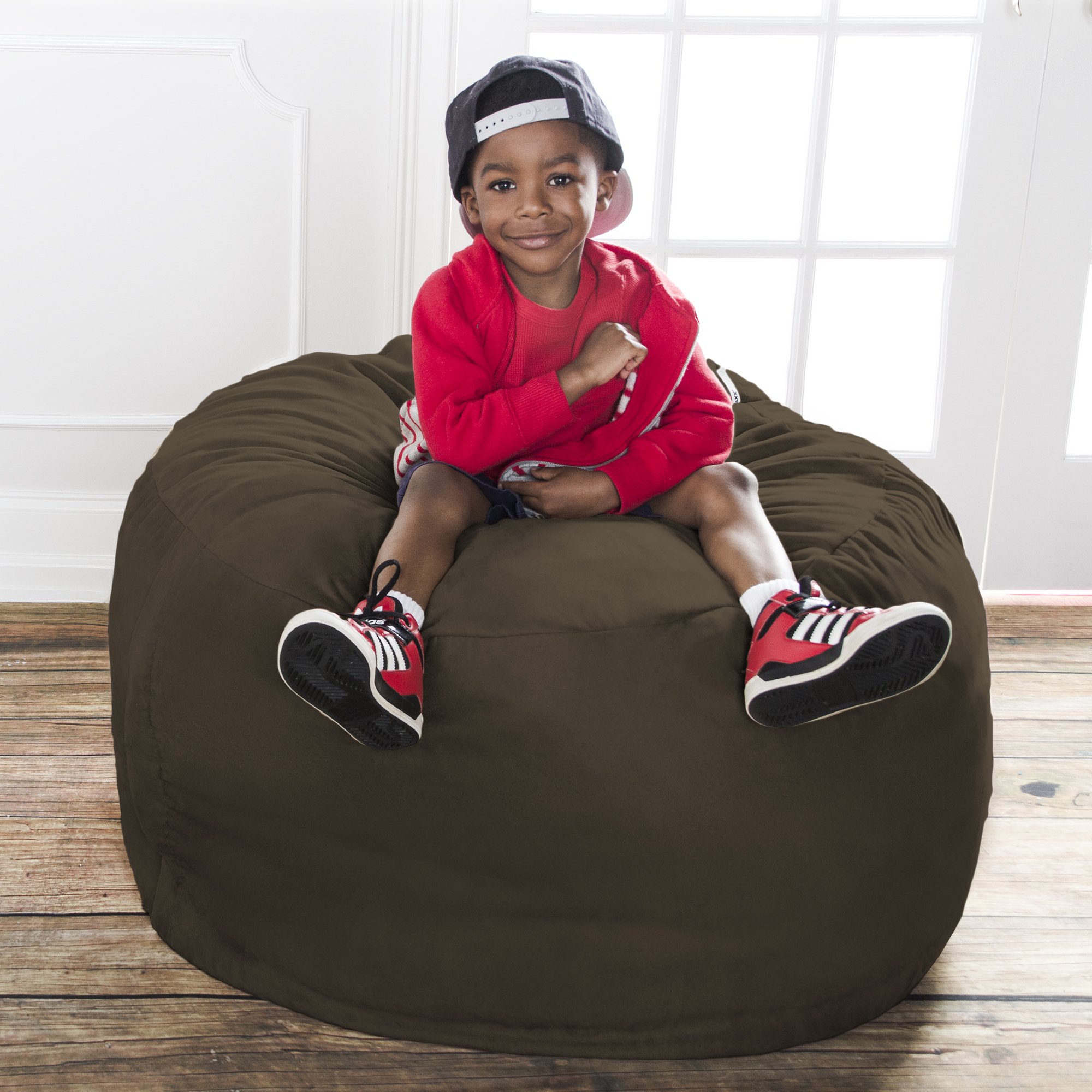 Jaxx Saxx 3 Foot Bean Bag Chair with Removable Cover - Chocolate Brown - Comfortable Lounge Chair for Kids, Teens & Adults - Perfect for Bedroom, Living Room, Dorm & Game Room Relaxation