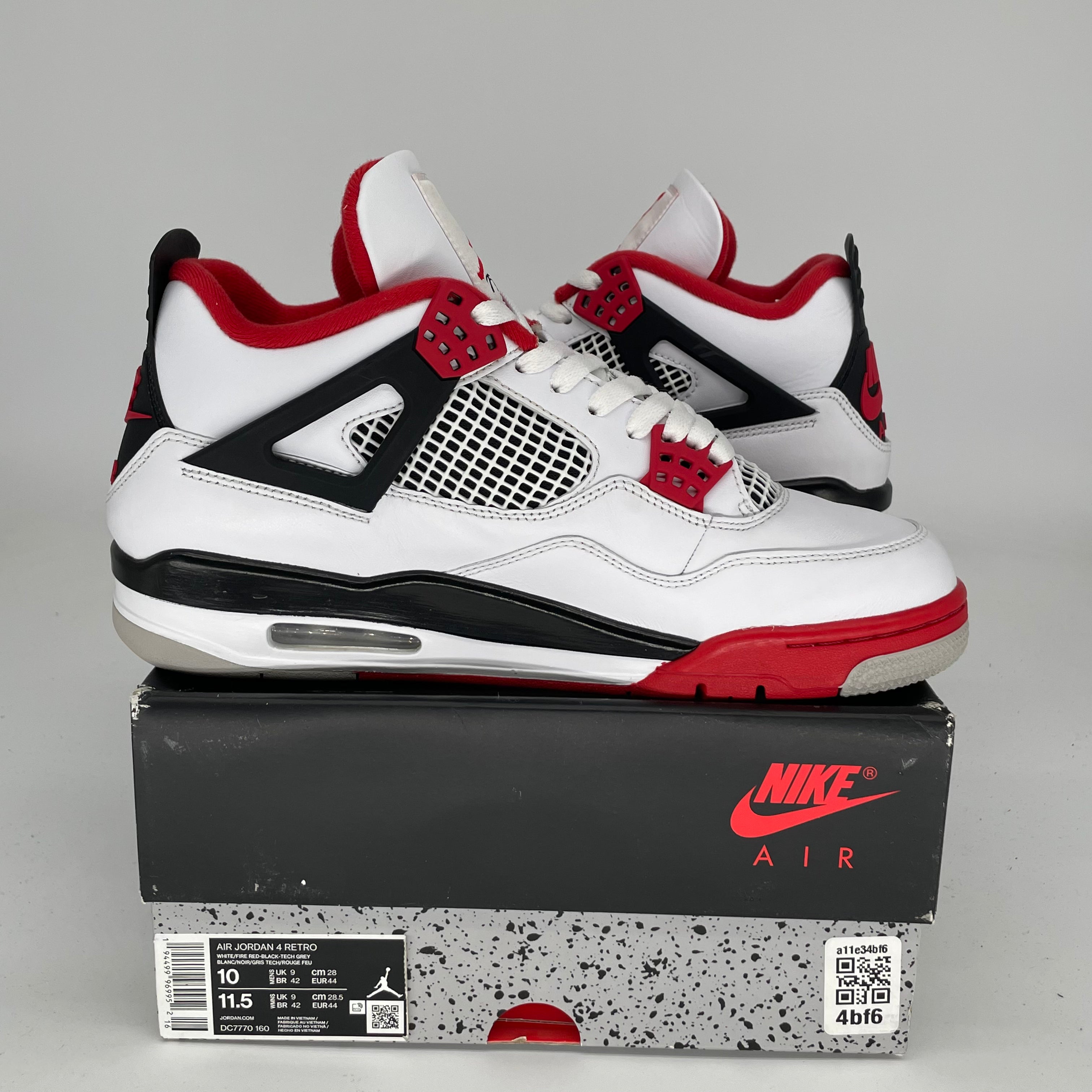 Air Jordan 4 Retro 'Fire Red' Men's Basketball Shoes - Size 10 (DC7770-160) - Authentic Sneakers for Sports, Streetwear & Casual Outfits