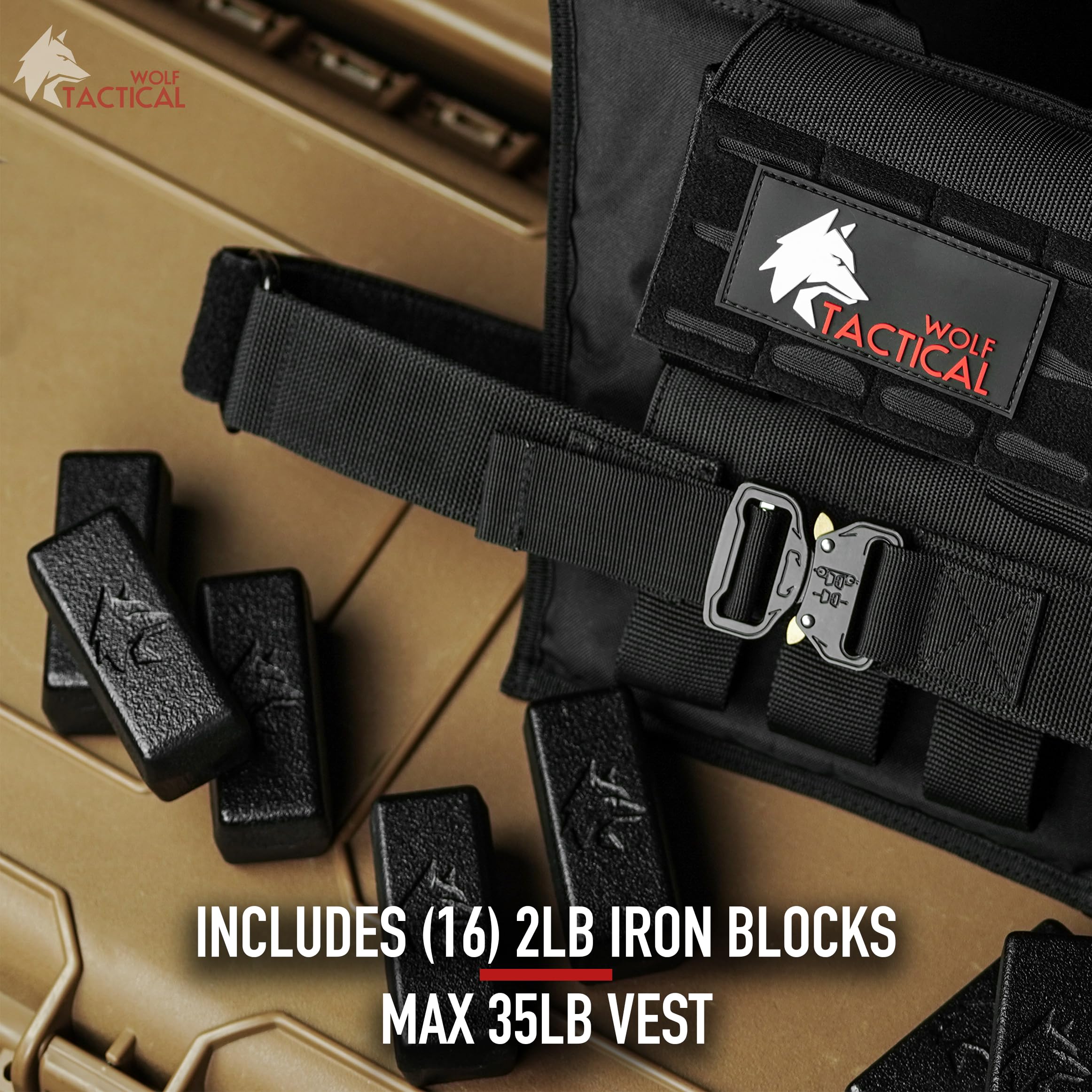 WOLF TACTICAL Weighted Training Vest for Men - Adjustable Strength Workout Vest with Removable Weights for CrossFit, Running & Fitness Training | Ideal for Gym, Home Exercise & Outdoor Workouts
