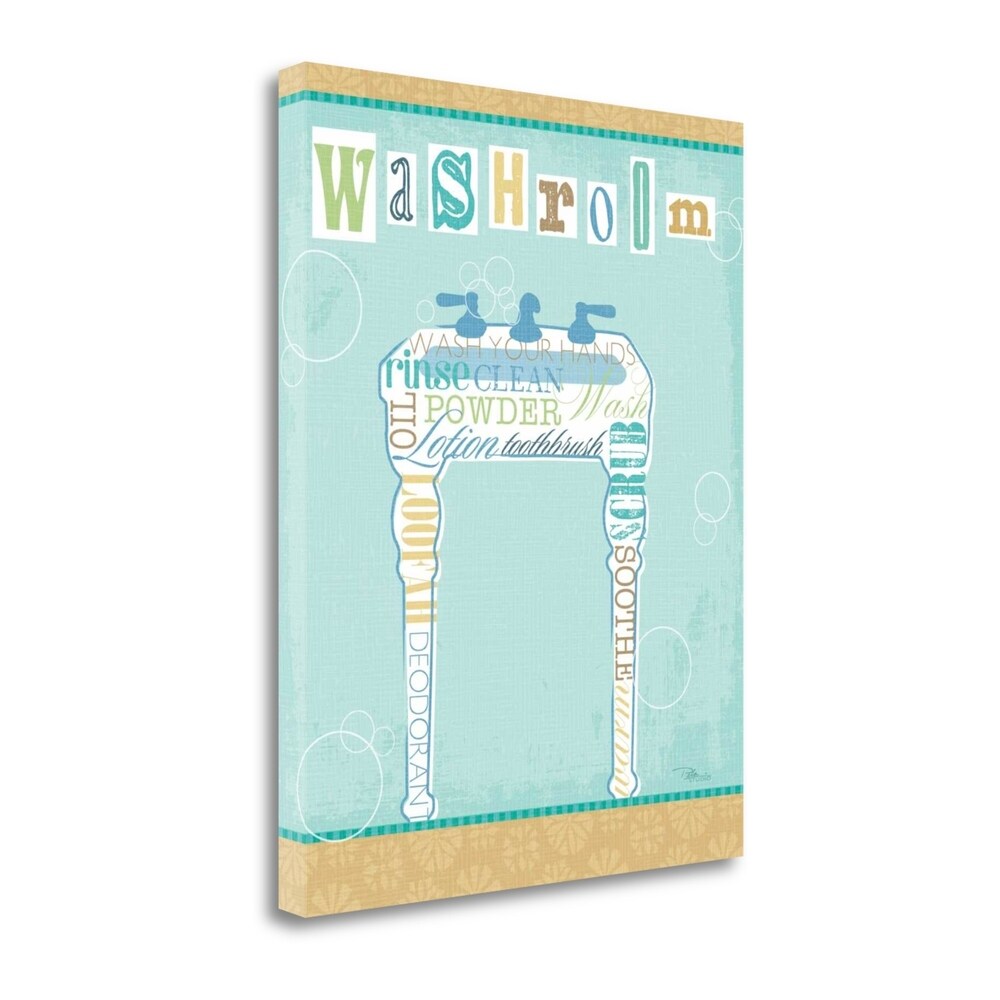 Bathroom Words Sink II Art Print by Pela Studio - Giclee on Gallery Wrap Canvas - Perfect for Home Decor, Bathroom Wall Art & Modern Interior Design