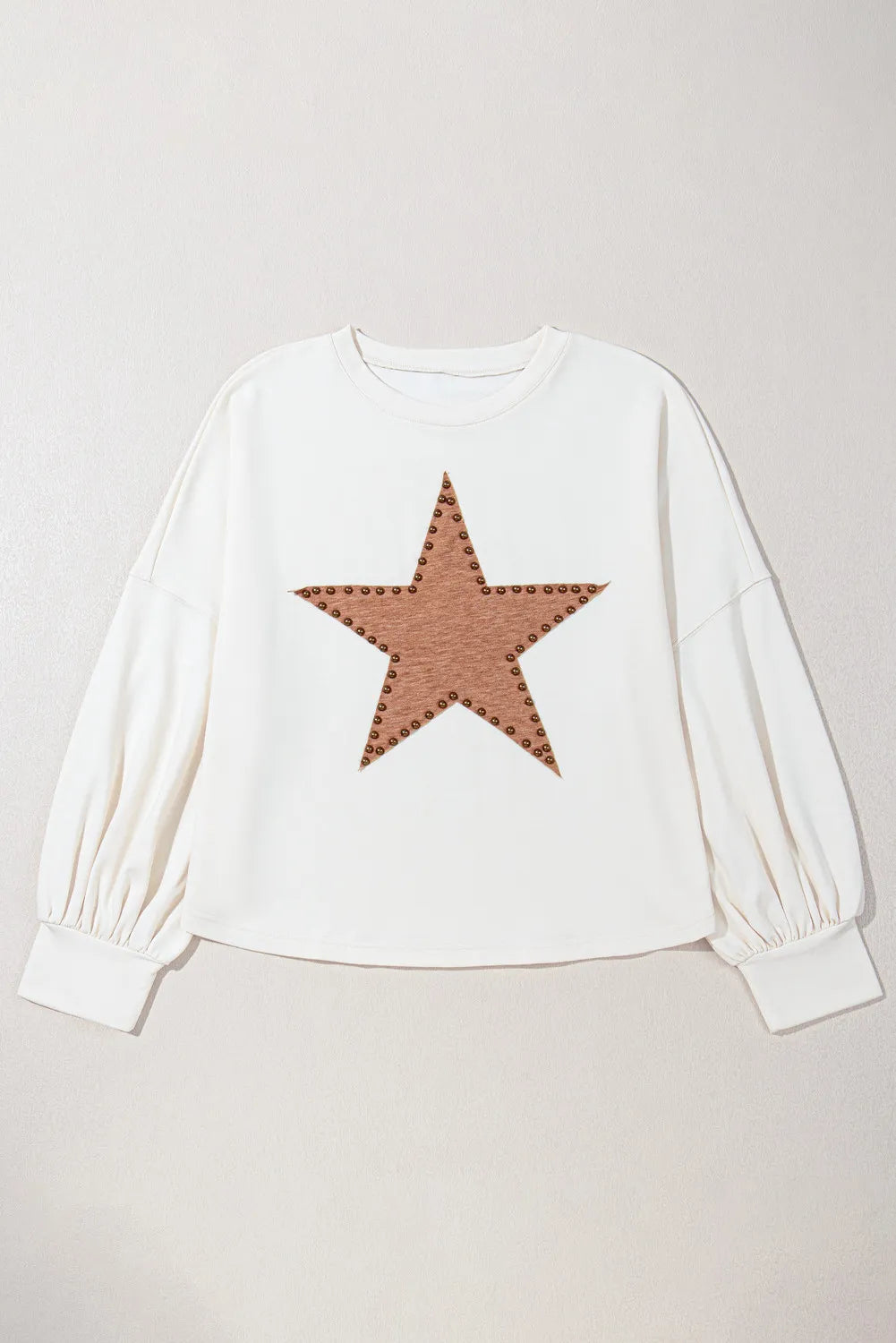Plus Size Studded Star Round Neck Long Sleeve Blouse for Women - Fashionable & Comfortable Tops for Casual Wear, Office, and Evening Outfits