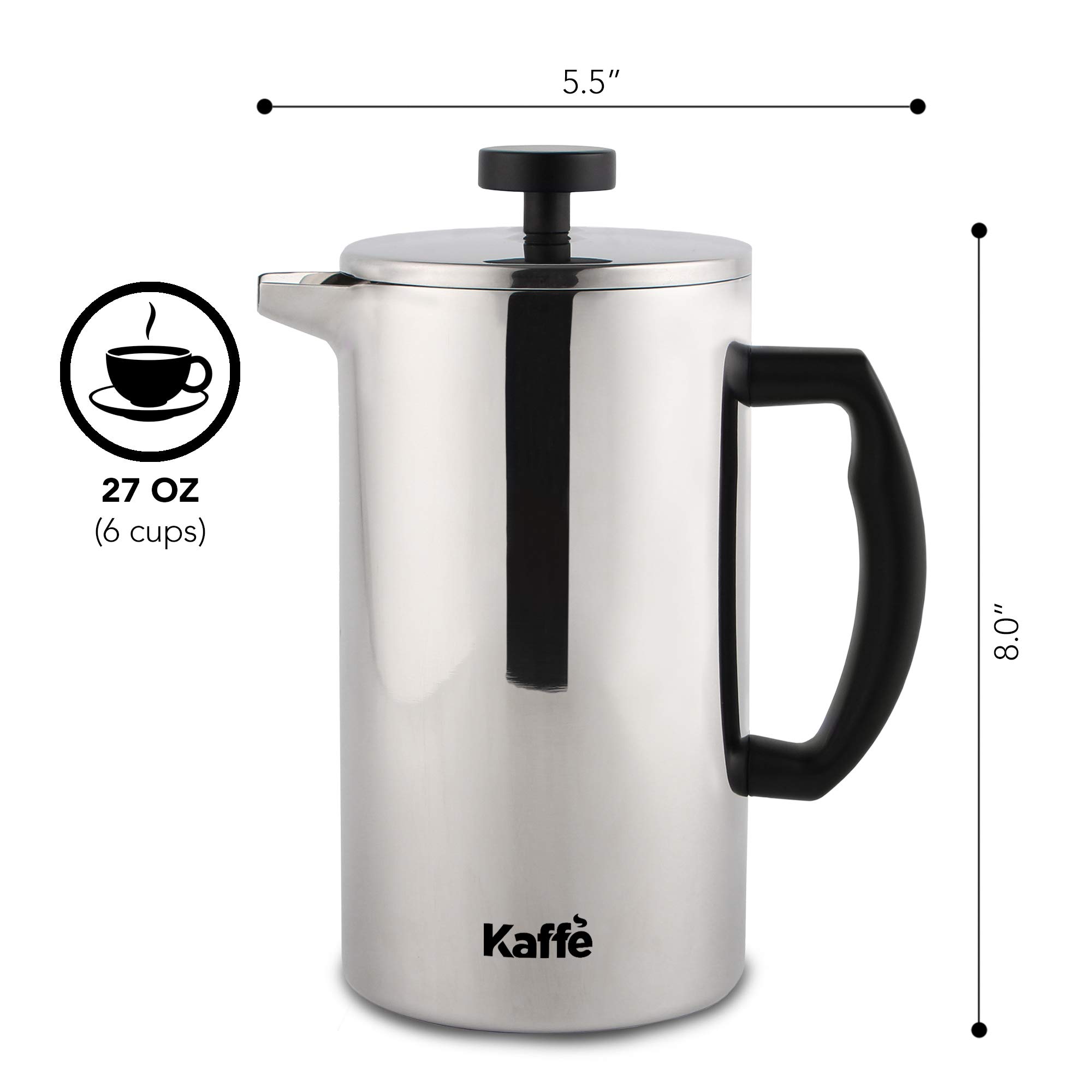 Premium Stainless Steel French Press Coffee Maker - 27oz/0.8L Double-Wall Insulated Coffee Press - Ideal for Travel, Camping & Home Brewing - Perfect Coffee Gift for Coffee Lovers - Enjoy Rich, Full-Bodied Coffee Anywhere