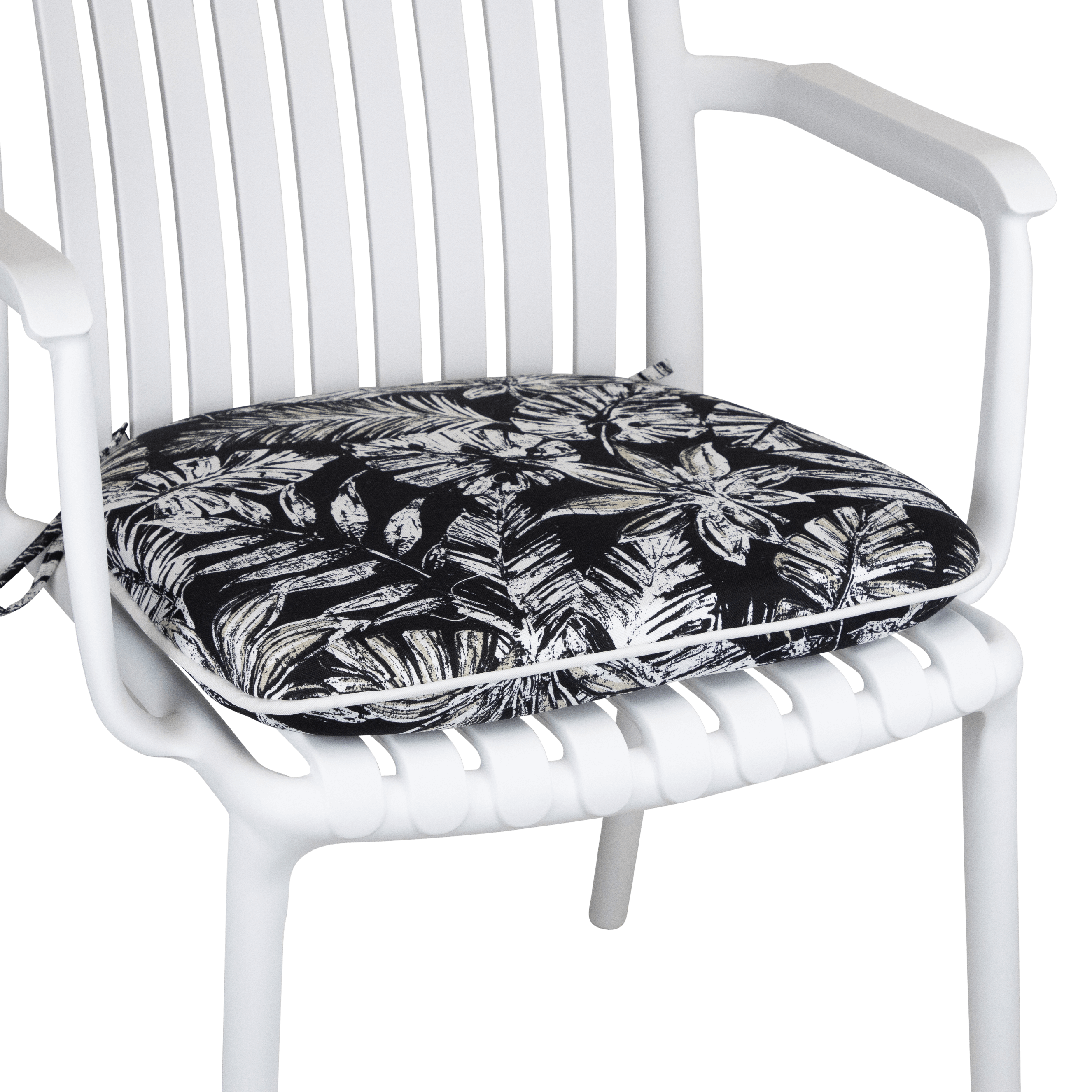Premium Tahiti Black Escape Rounded Outdoor Chair Cushion 40x42x5cm - Waterproof Patio Furniture Pad for Garden, Poolside & Deck Comfort