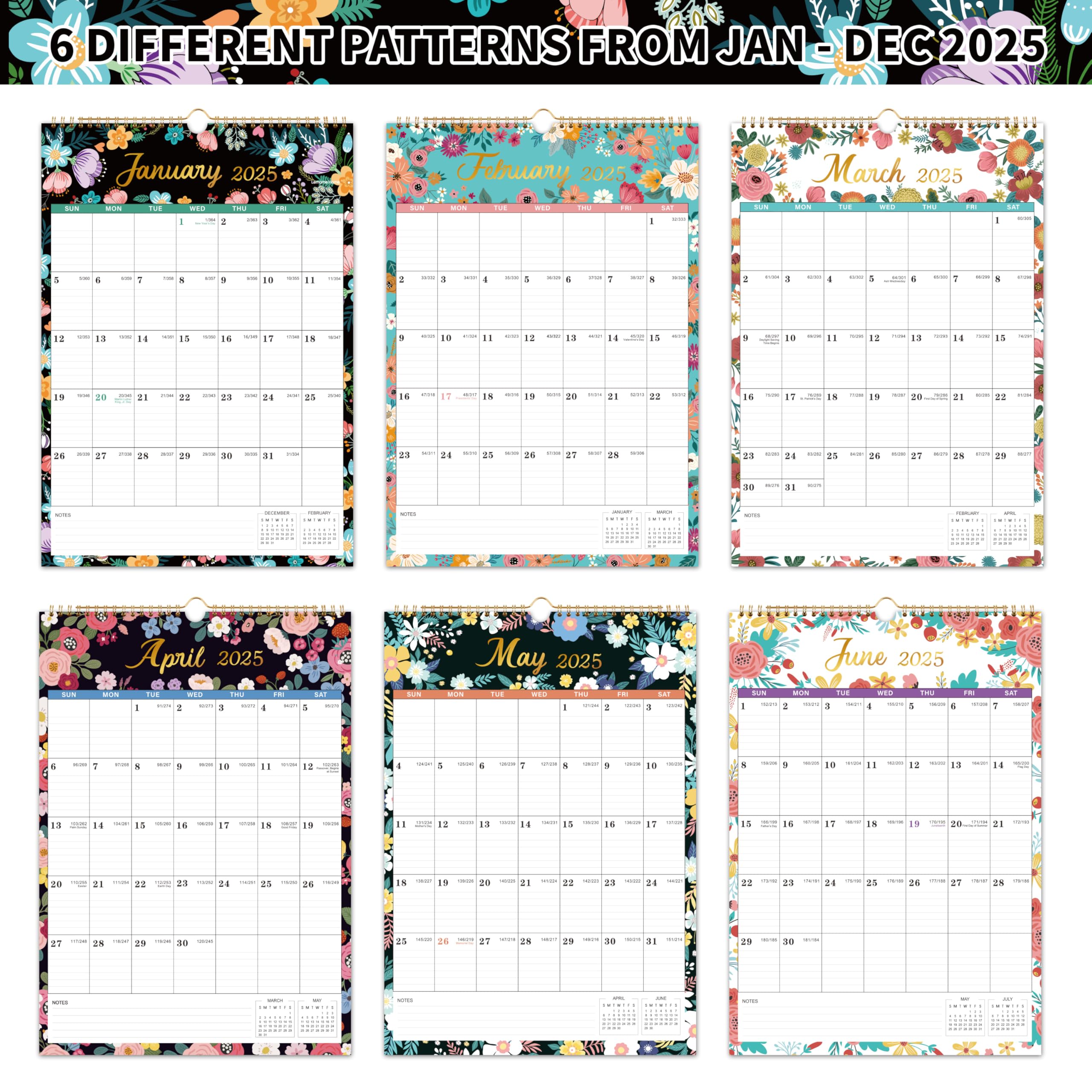2025 Floral Wall Calendar - 12