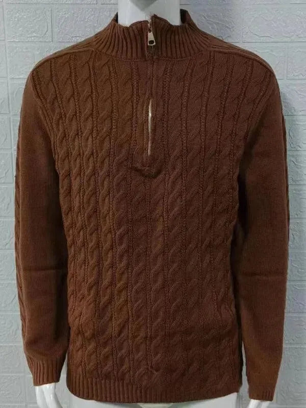 Men's Half Turtleneck Zipper Sweater - Stylish Pullover for Casual Wear & Winter Outfits