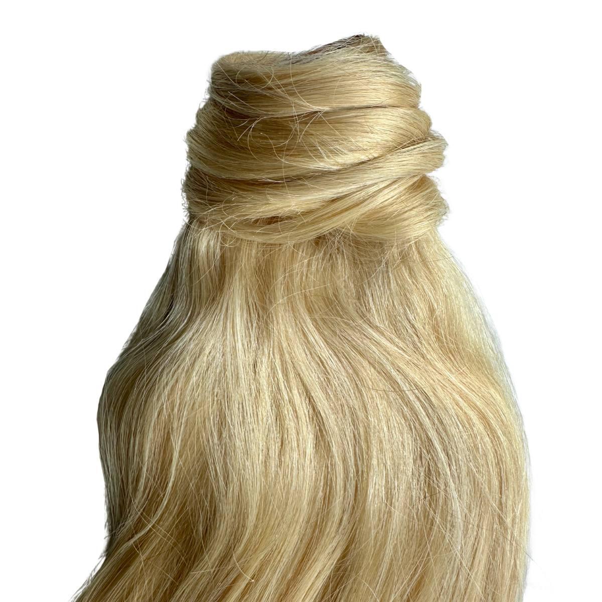 Bleach Blonde 100% Human Hair Ponytail Extension - Natural Looking Clip-in Hairpiece for Women, Perfect for Parties, Weddings & Daily Styling