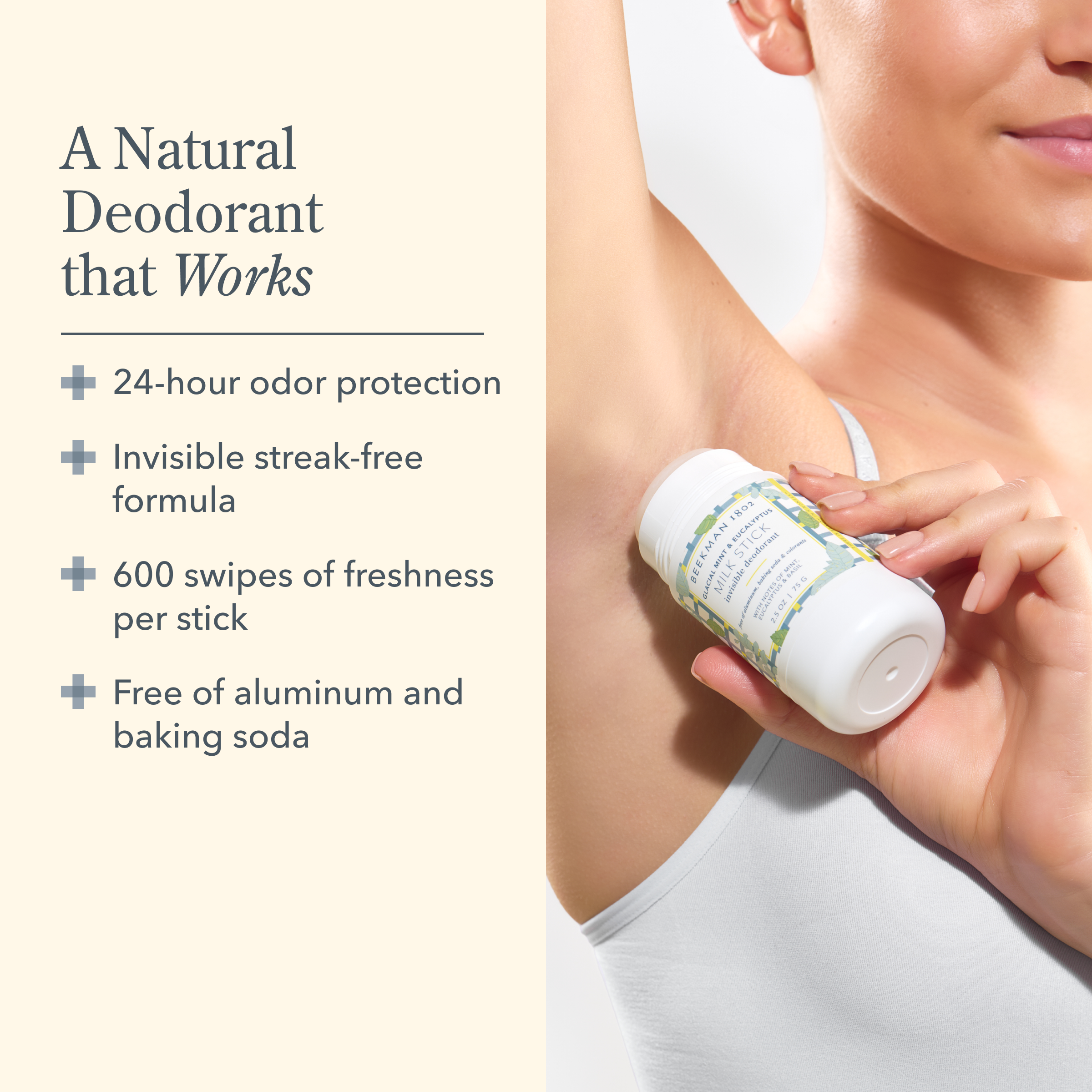 Glacial Mint & Eucalyptus Milk Stick All Day Odor Protection Invisible Deodorant Duo - Natural Long-Lasting Deodorant for Women & Men - Perfect for Gym, Work & Daily Freshness