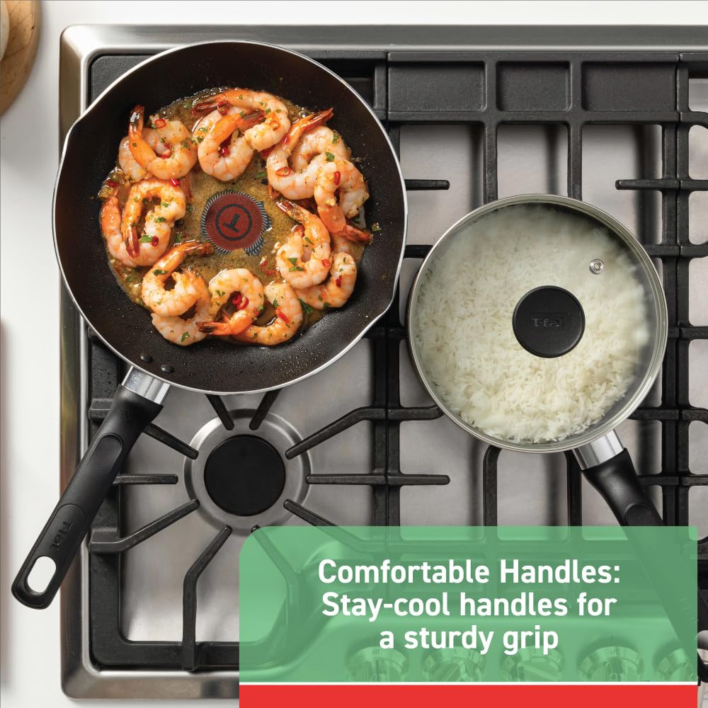 T-fal 3-Piece Nonstick Fry Pan Set (8, 9.5, 11 Inch) - Oven & Broiler Safe to 350°F, Dishwasher Safe, Durable Black Cookware for Frying, Sautéing & Baking - Perfect for Family Dinners & Professional Kitchens