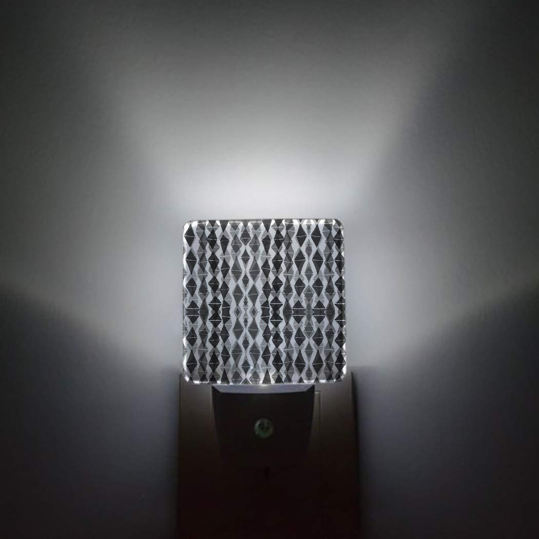 LED Night Light Plug-in with Auto Sensor - Grey Diamond Lattice for Bedroom, Hallway