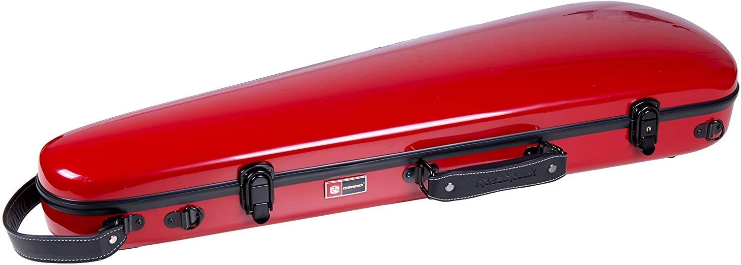 Crossrock CRF1020VRD Fiberglass 4/4 Full Size Violin Case - Red Backpack Style | Professional Violin Storage & Travel Protection for Musicians