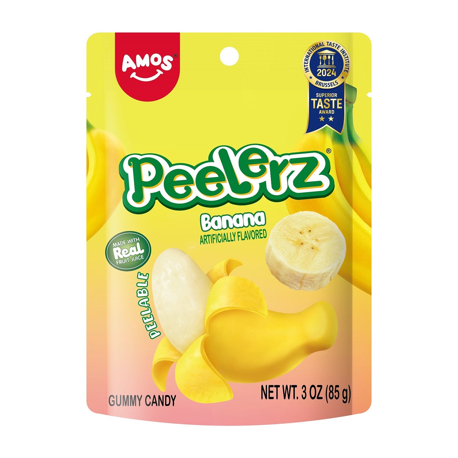 Amos Peelerz Peelable Gummy Banana Candy - 6oz Resealable Bag | Fun Snack for Kids, Party Favors & On-the-Go Treats