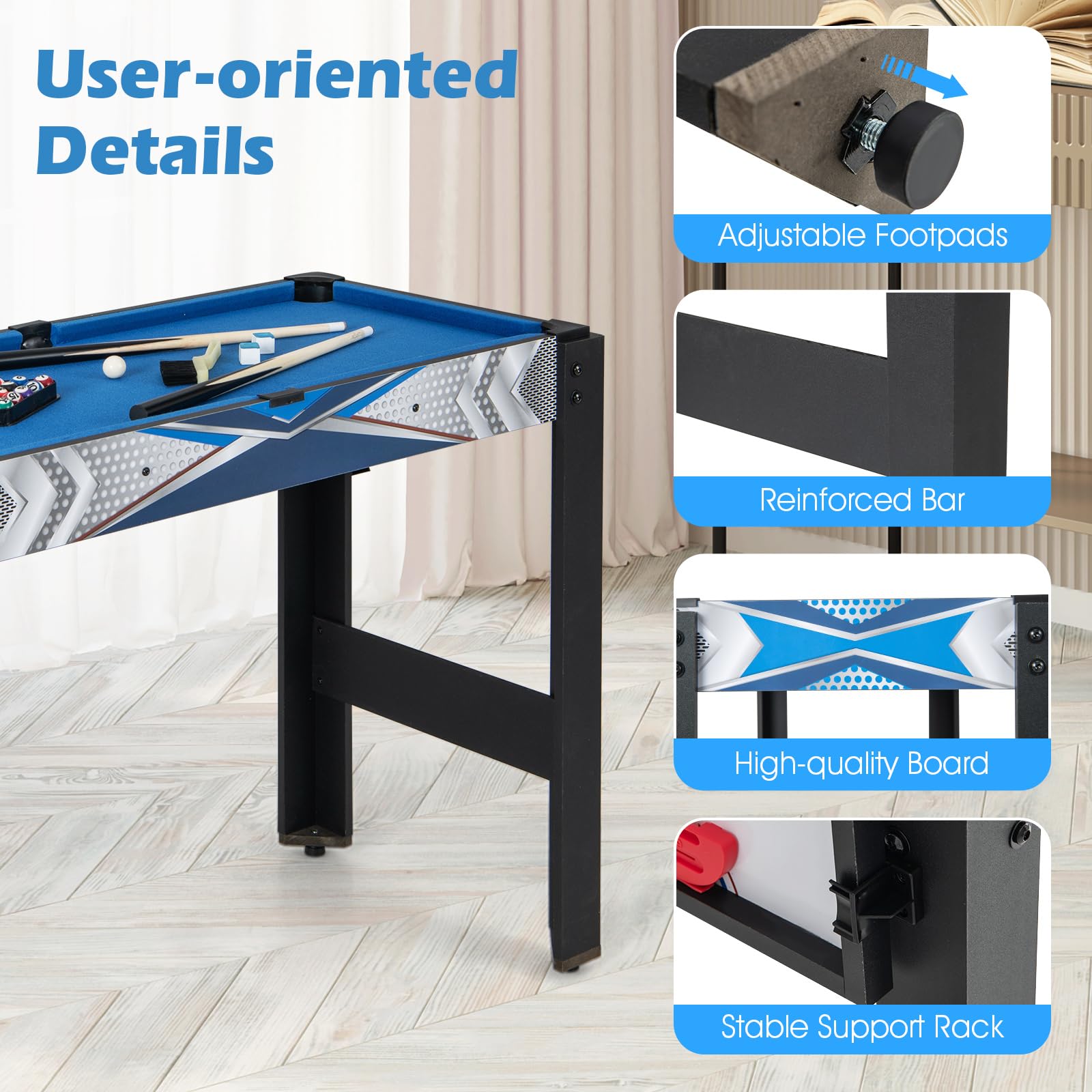 Goplus 6-in-1 Multi Game Table Set - Basketball, Billiards, Ping Pong, Air Hockey, Shuffleboard & Bowling - Space Saving Combo Game Table for Adults - Perfect for Game Rooms, Man Caves, Basements & Family Entertainment Centers