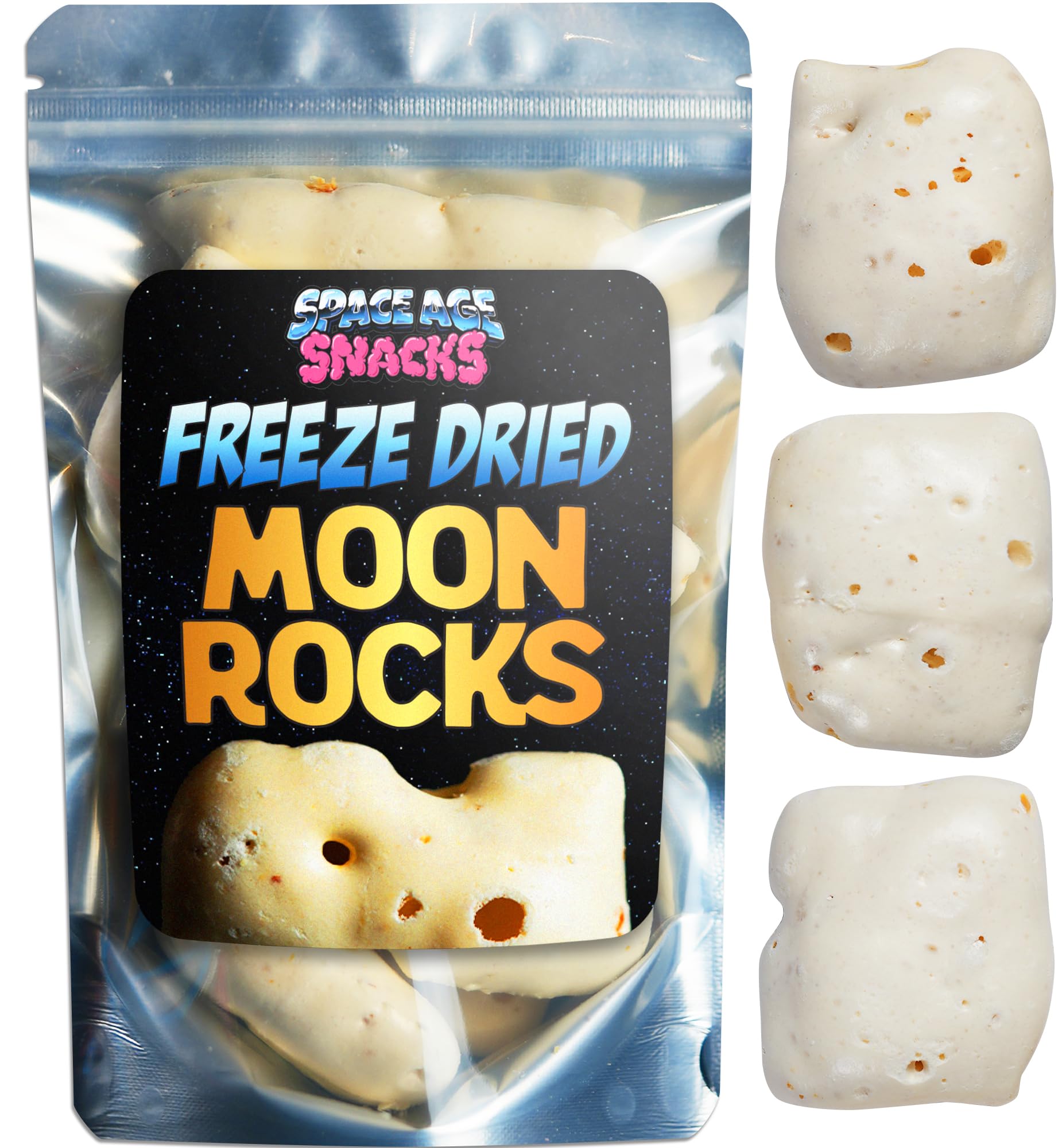 Premium Freeze Dried Moon Rocks Candy - Crunchy Space-Themed Snack in Protective Spaceship Packaging with Fun Stickers - 3oz All-Ages Treat for Parties, Gifts & Space Enthusiasts