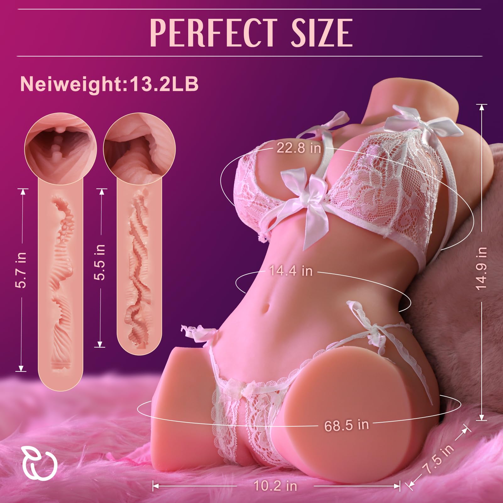 Baiwatt 13.2LB Realistic Male Masturbator with 12 Vibration Modes - 4-in-1 Sex Doll for Men, Pocket Pussy with Big Boobs, Vagina & Anal - Perfect for Solo Play, Discreet Storage & Enhanced Pleasure