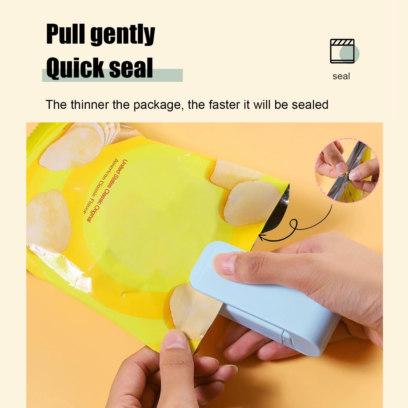 2024 Upgraded Portable Mini Vacuum Sealer - Compact Handheld Heat Sealing Machine for Food Storage, Plastic Bags, Snack Bags | Perfect for Kitchen, Meal Prep, Sous Vide, Camping & Travel | Blue