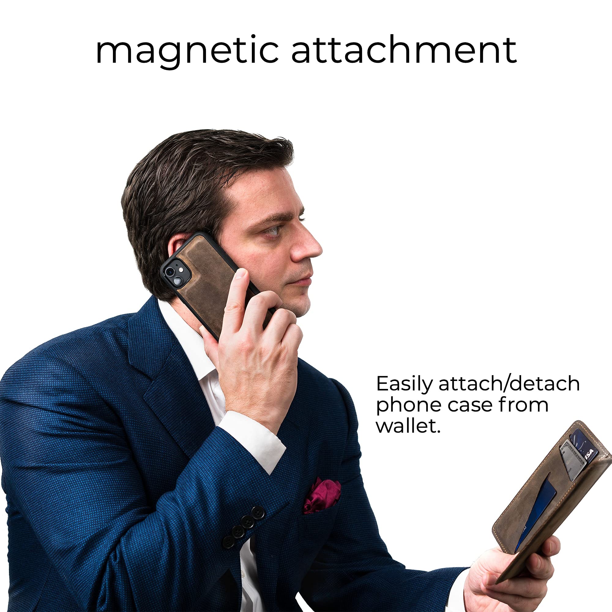 Premium PEGAI Personalized 100% Genuine Leather Wallet Case for iPhone XR - Magnetic Card Holder with Built-in Screen Protector | Handmade Protective Phone Cover | Perfect for Business, Travel & Everyday Use | McLean Chestnut Design