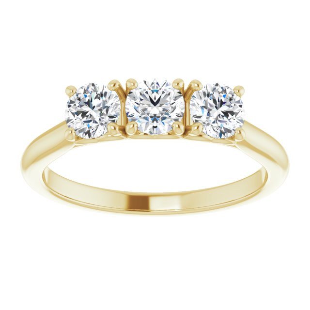 0.75 Carat Prong Set Round Cut Diamond 3 Stone Wedding Band Ring for Women - Perfect for Engagement, Anniversary & Bridal Jewelry Gifts