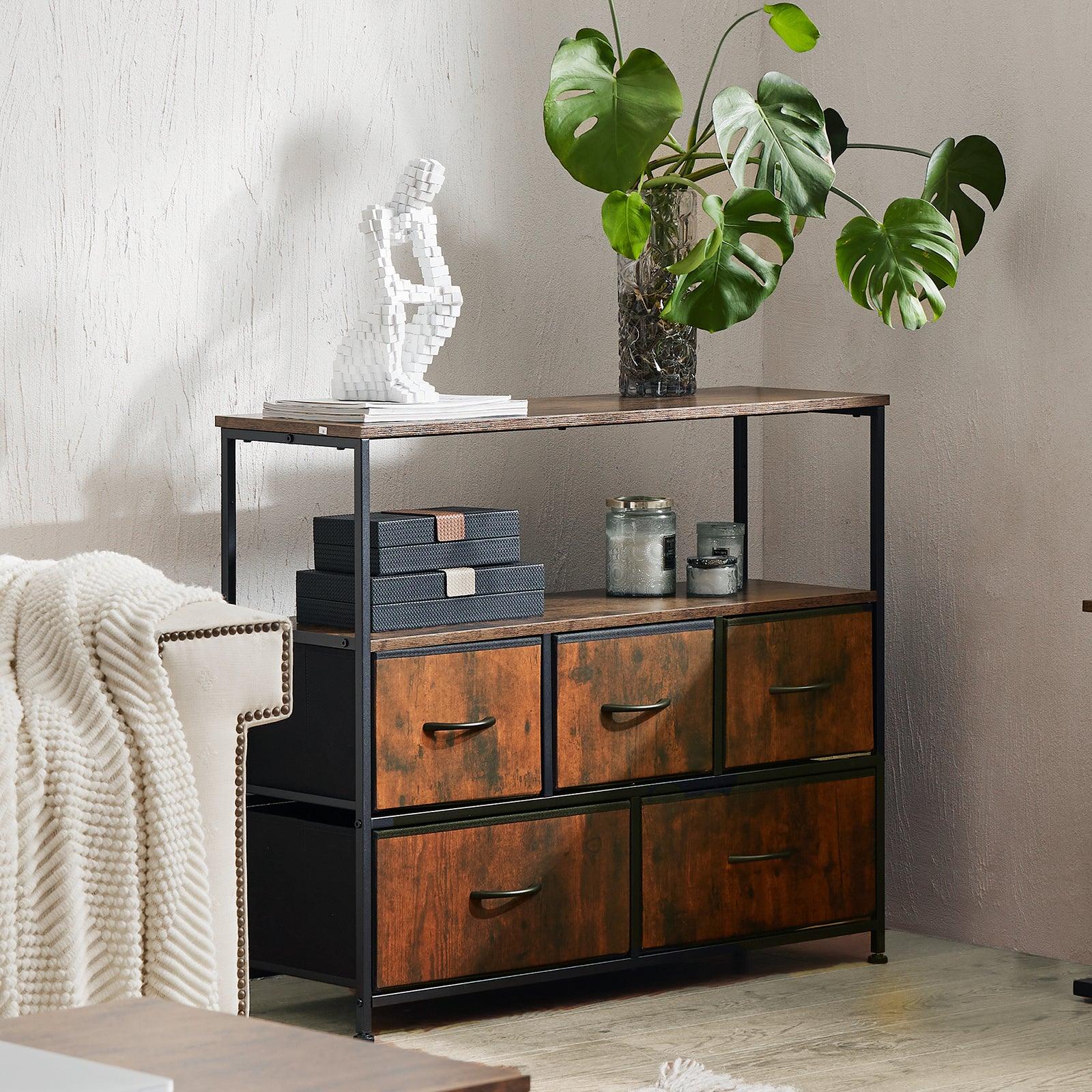 5-Drawer Fabric Dresser with Metal Frame - Modern Bedroom Storage Chest for Clothes & Accessories | Perfect for Small Spaces, Dorm Rooms & Apartment Organization