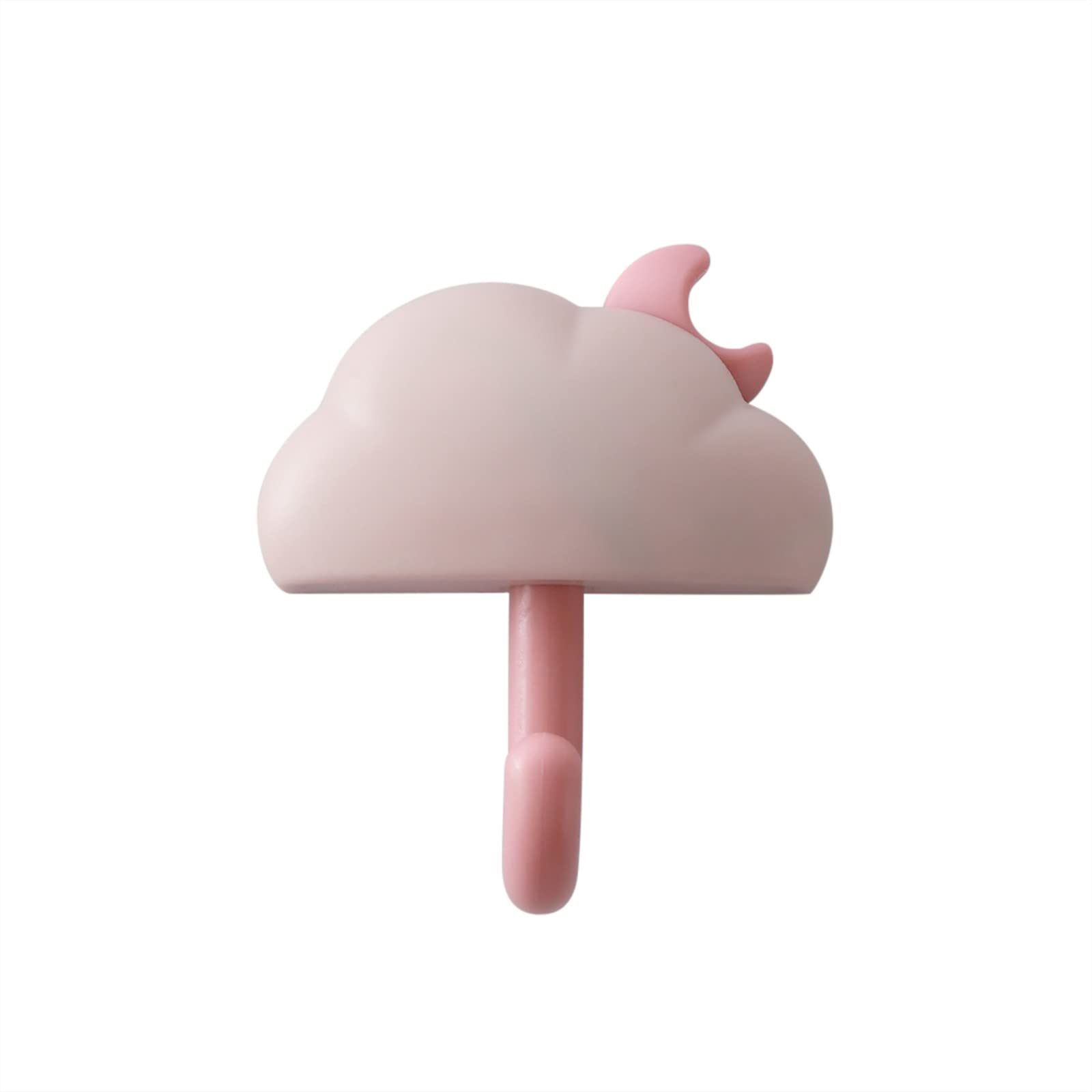 Creative Cloud Wall Hooks - Cute Pink Wall Mounted Hooks for Keys, Hats, Towels & Kitchen Accessories - Space Saving Bathroom & Bedroom Organizer for Kids & Adults (1-Pack)