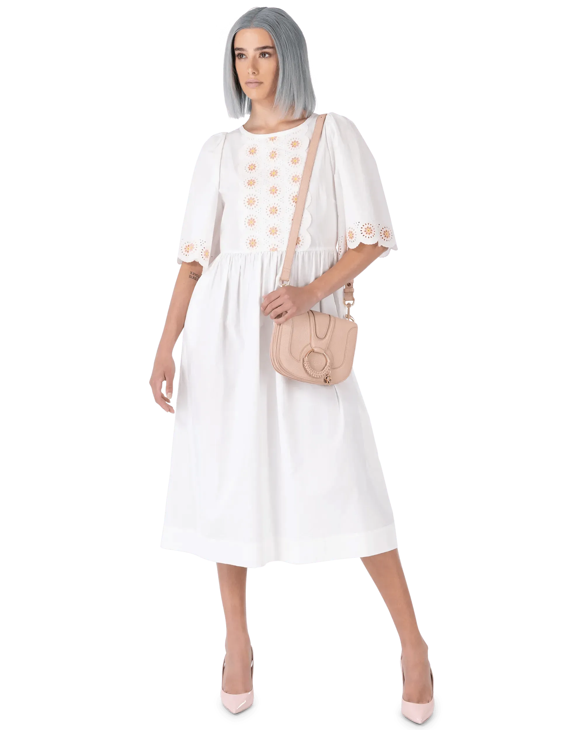 Floral Embroidered Short Sleeve White Summer Dress for Women - Perfect for Beach Vacations, Garden Parties & Casual Outings