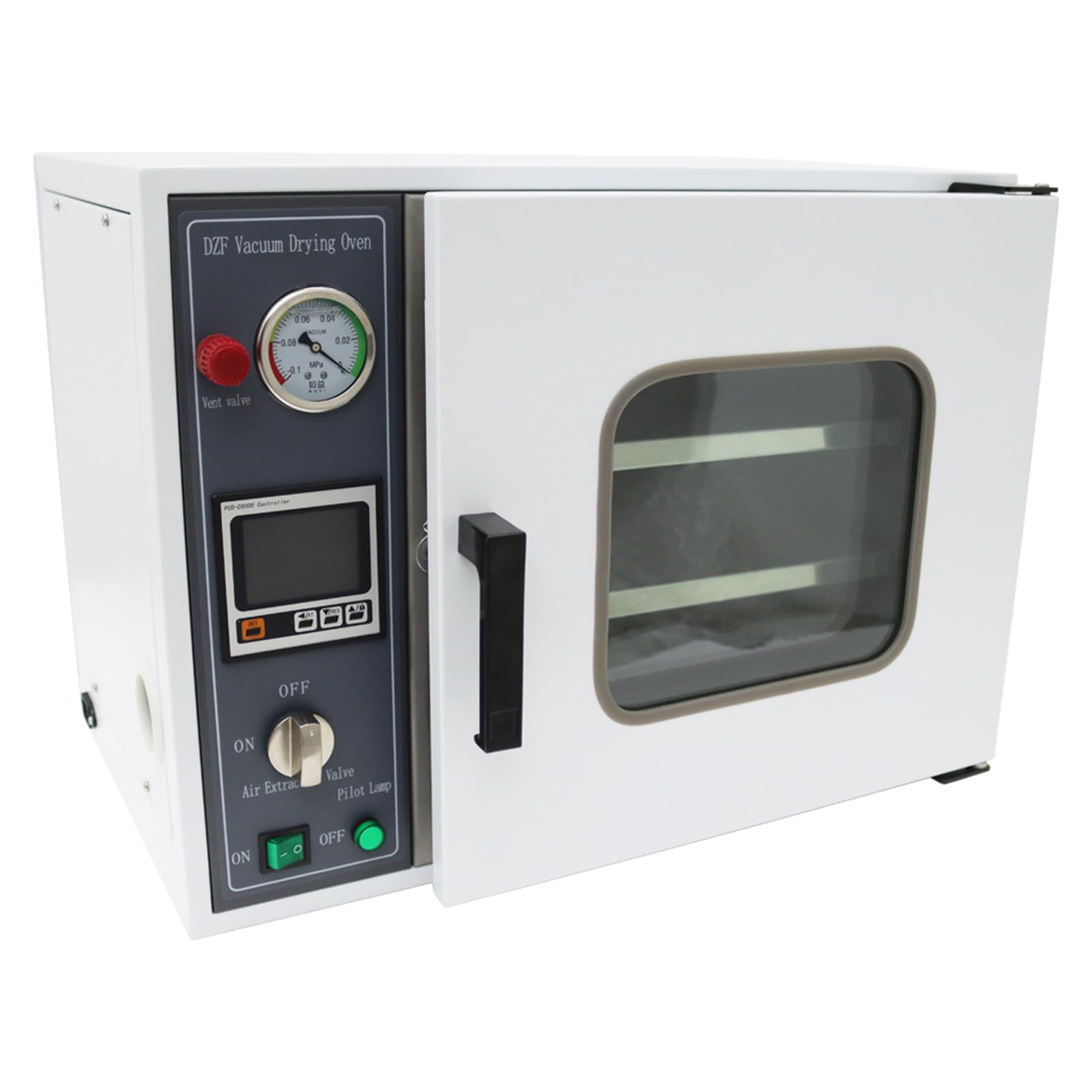 0.9 Cu Ft Digital Vacuum Drying Oven with Precise Temperature Control - LCD Backlit Display, 110V 600W Lab Oven (White-Grey) - Perfect for Laboratory, Electronics, Pharmaceuticals & Food Dehydration