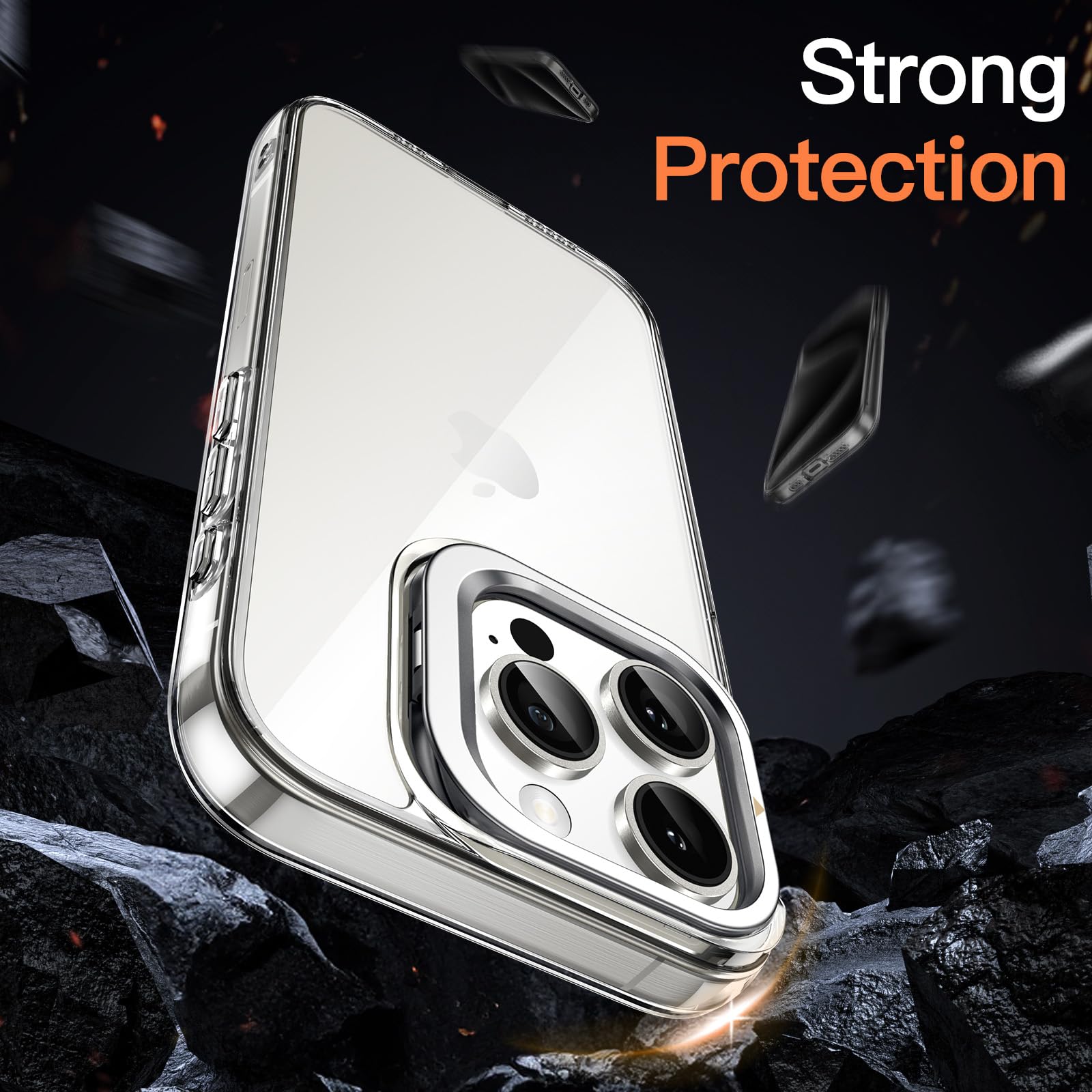 JETech iPhone 15 Pro Max Case with Kickstand - Shockproof Clear Cover for Work & Travel