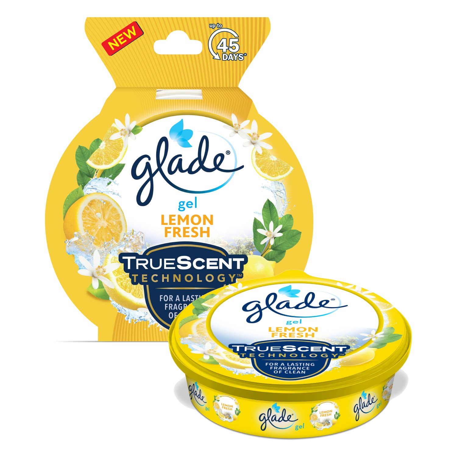 Glade Gel Air Freshener - 75g Lemon Scent | Long-Lasting Home & Car Odor Eliminator | Bathroom, Kitchen, Office & Closet Freshener Gel