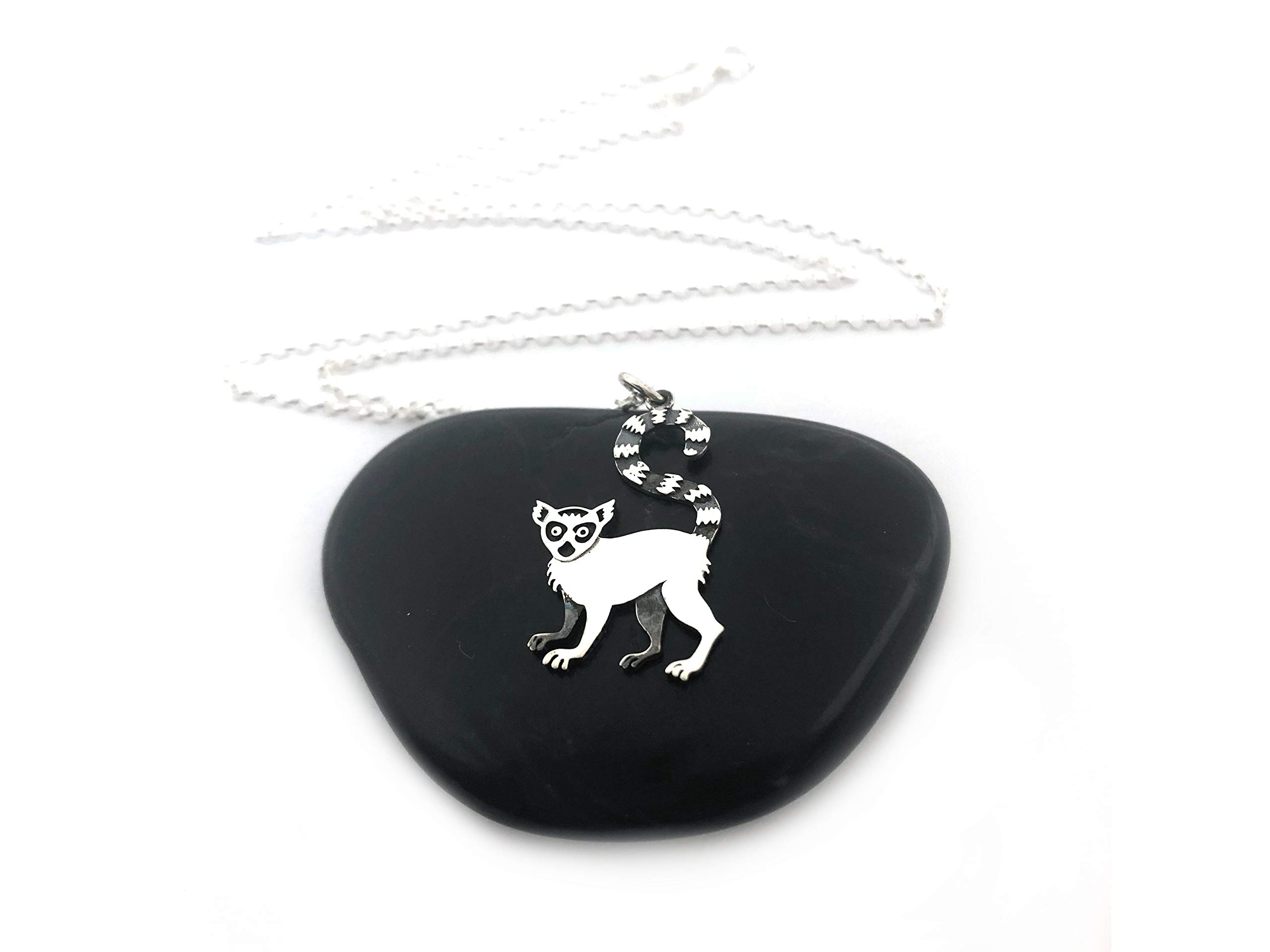 Lemur Charm Necklace - Sterling Silver Animal Jewelry for Women | Perfect Gift for Nature Lovers, Birthday & Anniversary
