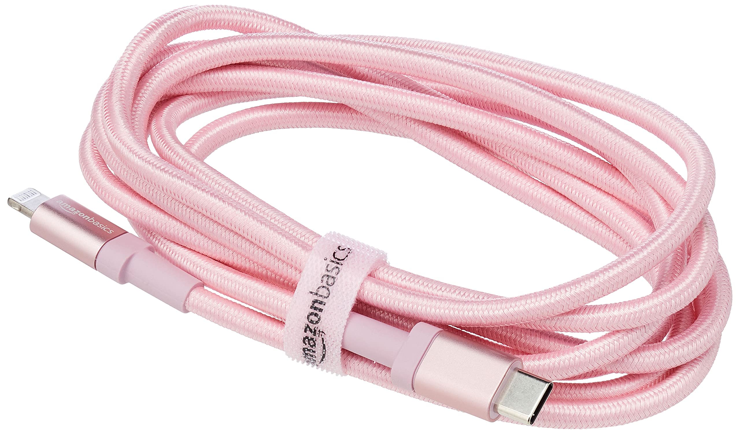 Amazon Basics MFi Certified USB-C to Lightning Cable 6ft Nylon Braided - Fast Charging Cord for iPhone 14/13/12/11/X/Xs/Pro/Max/Plus & iPad - Durable Rose Gold Charger for Home, Office & Travel