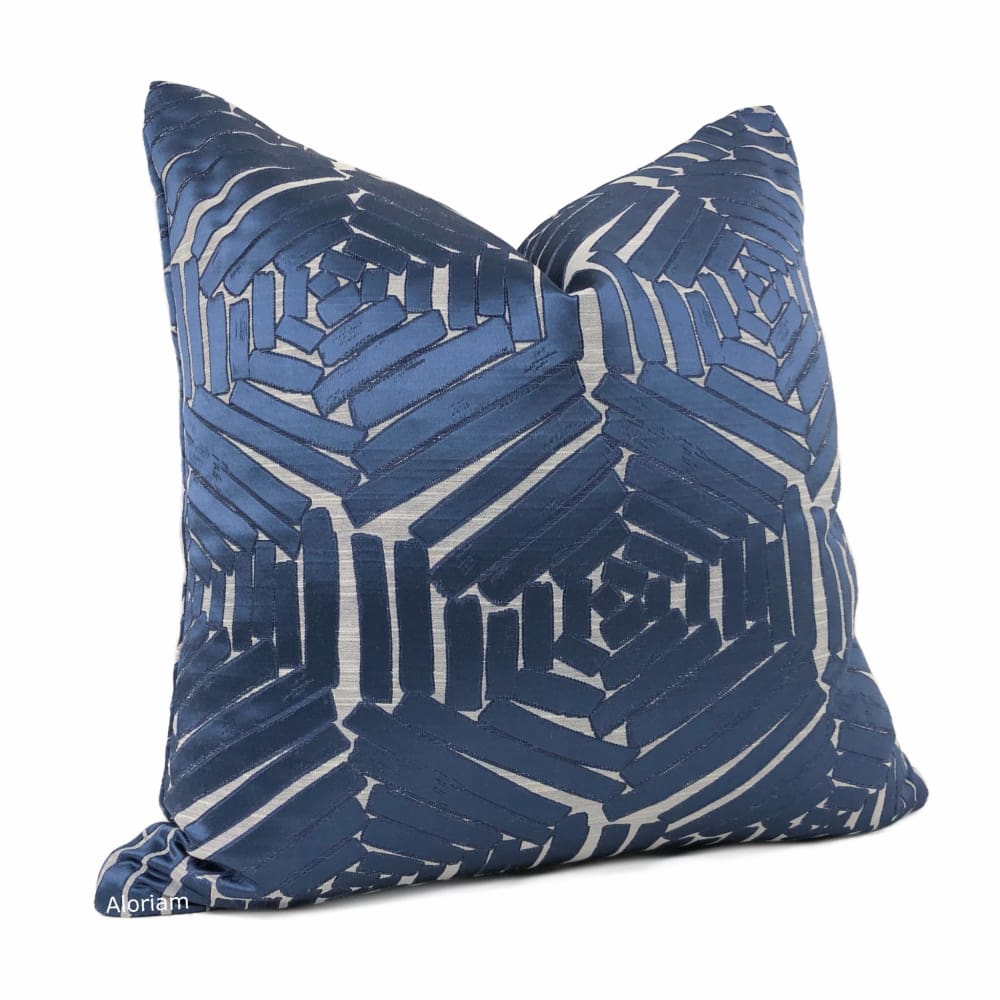Percival Blue Gray Freeform Hexagons Pillow Cover - Modern Geometric Decorative Throw Pillow Case for Sofa, Bed, Living Room & Home Decor