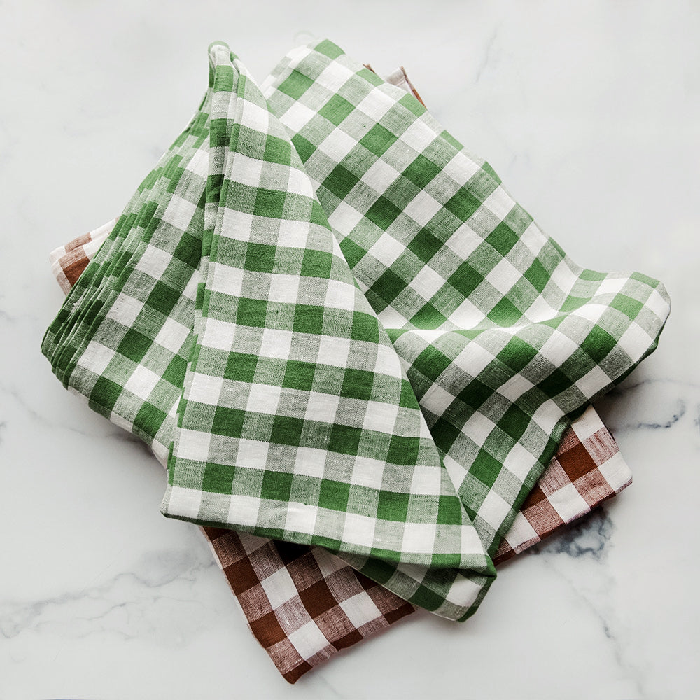 Stylish Gingham Stevie Linen Tablecloth - Premium Cotton Blend for Dining & Picnics - Perfect for Farmhouse Tables, Outdoor Parties & Home Decor