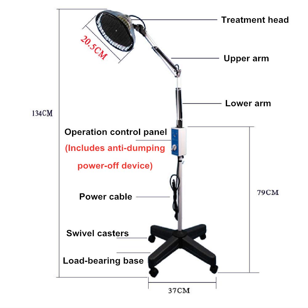 Infrared Heat Therapy Lamp with Wheels & Adjustable Arm - 250W TDP Heating Lamp for Muscle Pain Relief, Frozen Shoulder, Cervical Spondylosis - Portable Physical Therapy Device for Home/Clinic Use