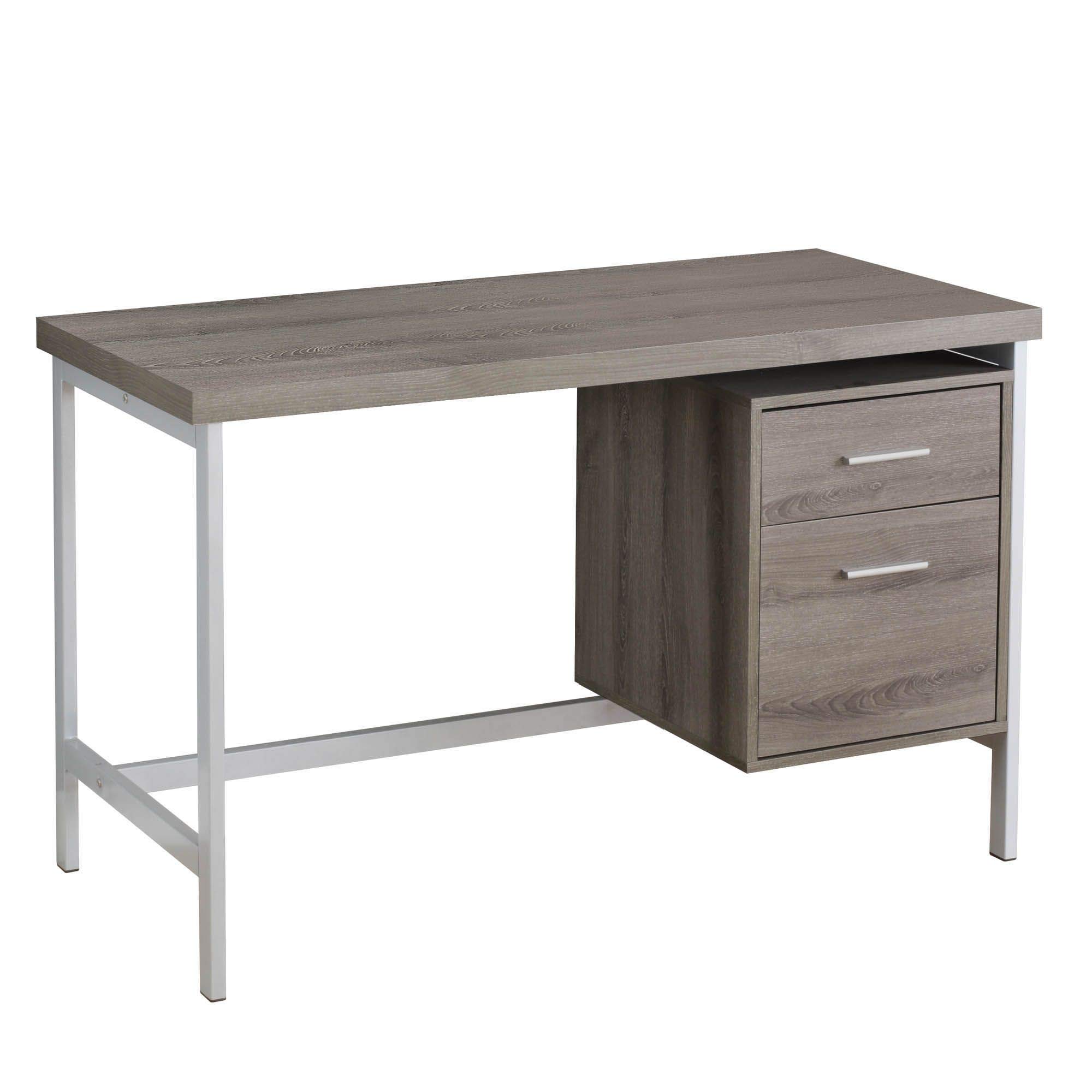 Offex 48 Inch Modern L-Shaped Computer Desk for Home Office - Silver Metal Legs & Dark Taupe Finish - Perfect for Small Spaces, Gaming Setup, and Remote Work