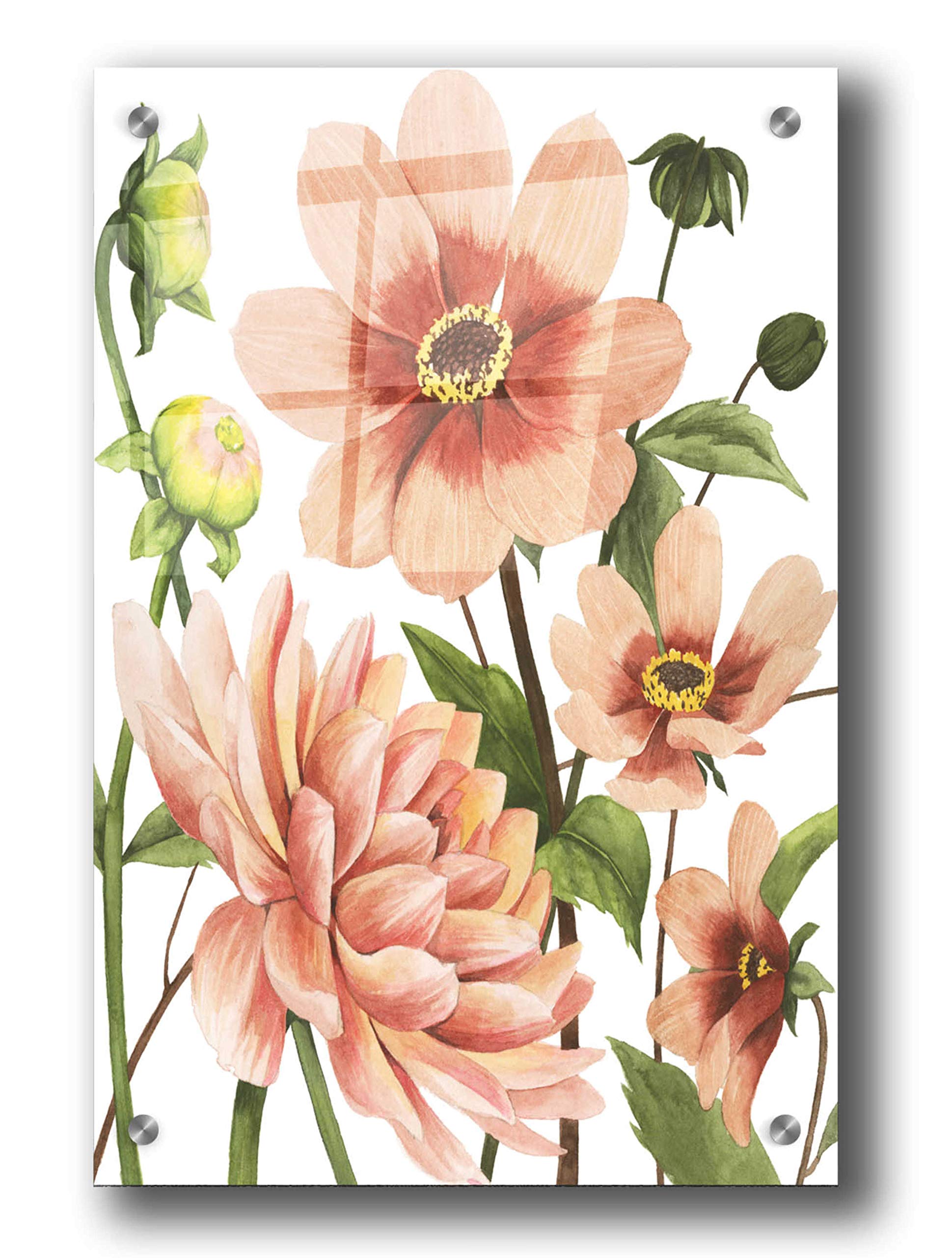 Grace Popp 'Dahlia Spell II' Acrylic Glass Wall Art - 24x36 Inches Vibrant Floral Painting - Perfect for Living Room, Bedroom & Office Decor