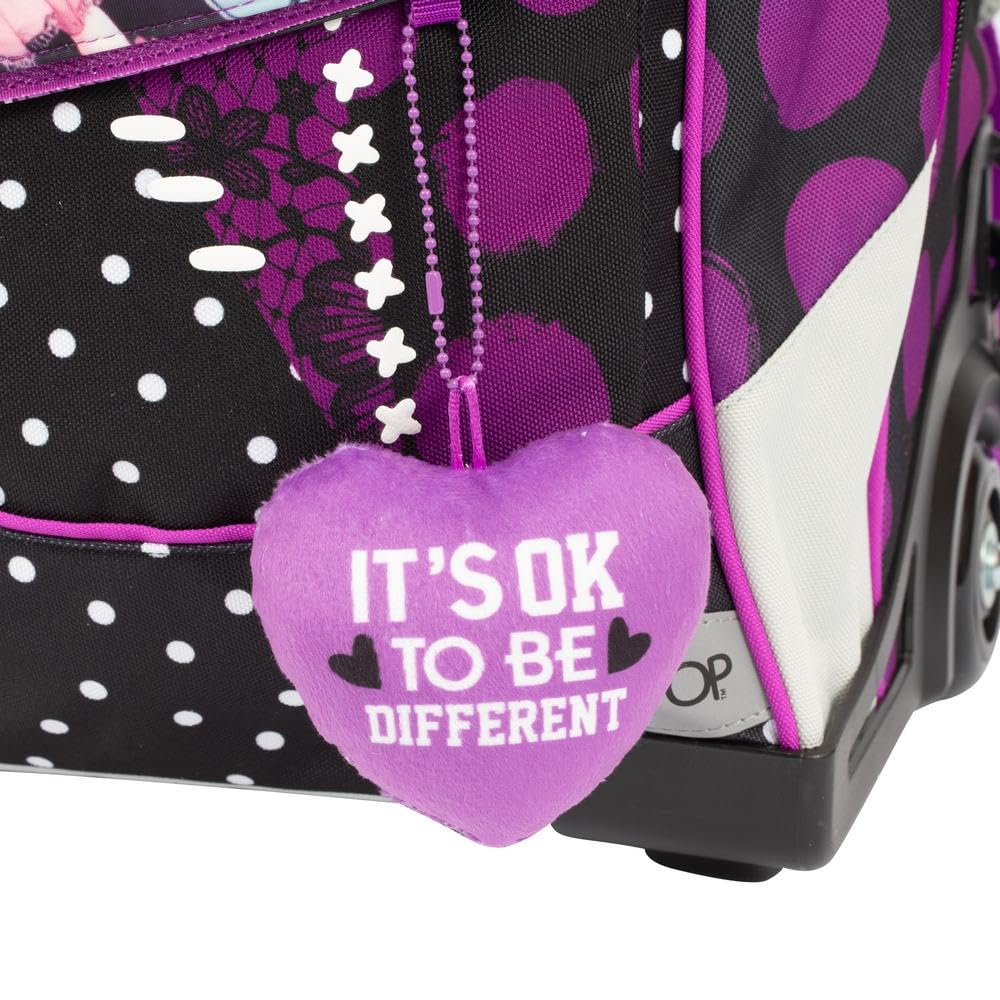 GO POP Rolling Backpack for Girls - Dark Academia Theme with 3 Interchangeable Front Graphics & Pop-Up Design, 2 Zippered Compartments, Padded Shoulder Straps - Elementary & Middle School Backpack for Daily Use, School Trips & Travel