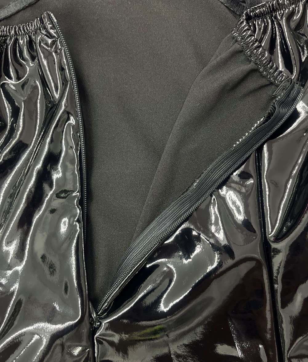 Sexy Women's Halter Jumpsuit - Faux Leather Wet Look Bodysuit One Piece Leotard for Clubwear, Cosplay & Night Out