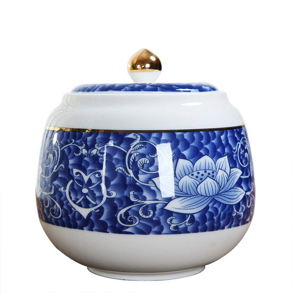 Blue Tea Storage Jar - Airtight Tea Caddy Tin for Kitchen & Pantry