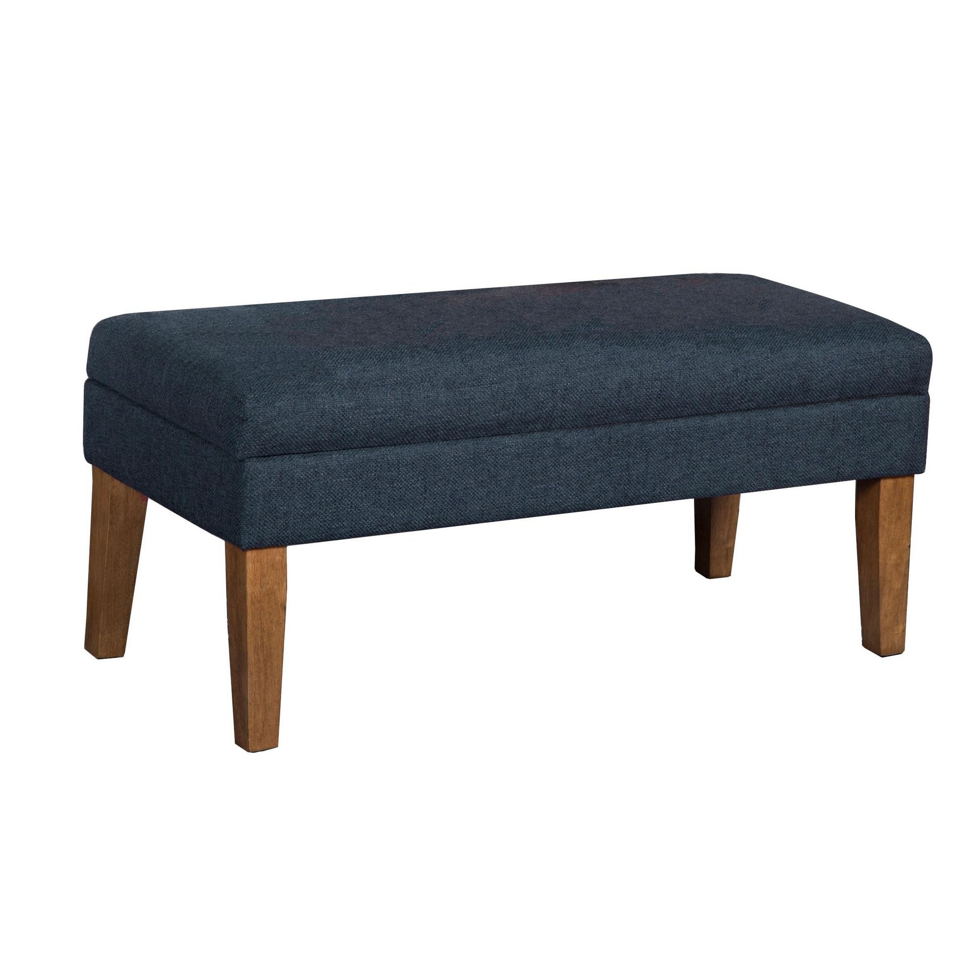 Homepop Upholstered Storage Ottoman Bench with Lift Top - Navy Blue Large Decorative Furniture for Living Room & Bedroom - Perfect for Extra Seating, Hidden Storage & Home Decor